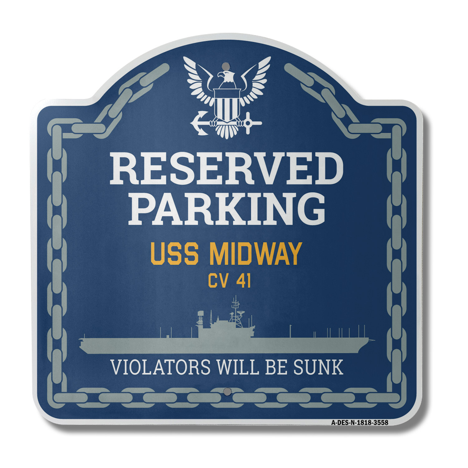 USS MIDWAY CV 41 | 18&Prime; X 18&Prime; Heavy-Gauge Aluminum Designer Navy Ship Sign