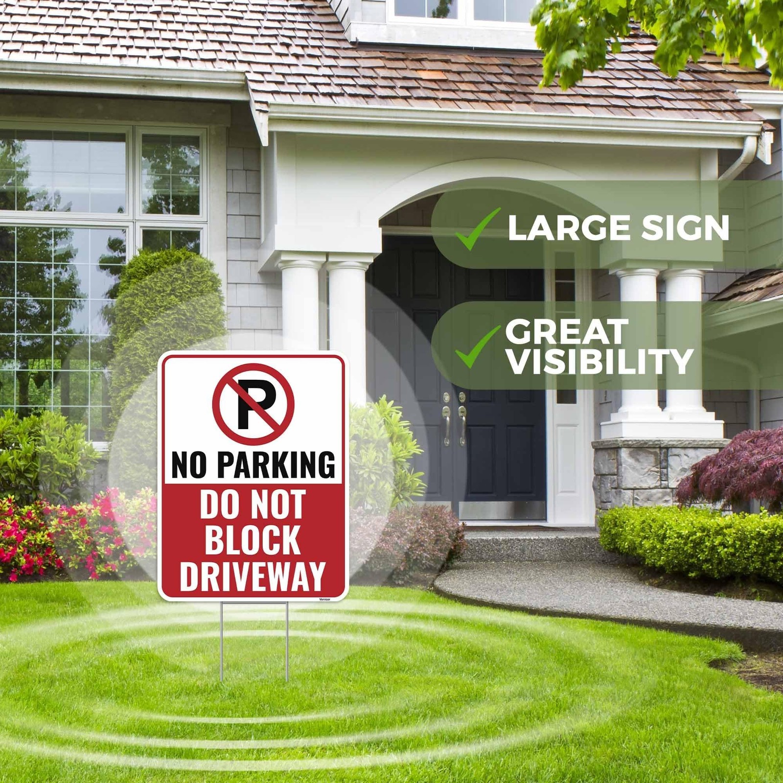 2PC No Parking Do Not Block Driveway Sign with Stakes, 17 Inches by 13 Inches…