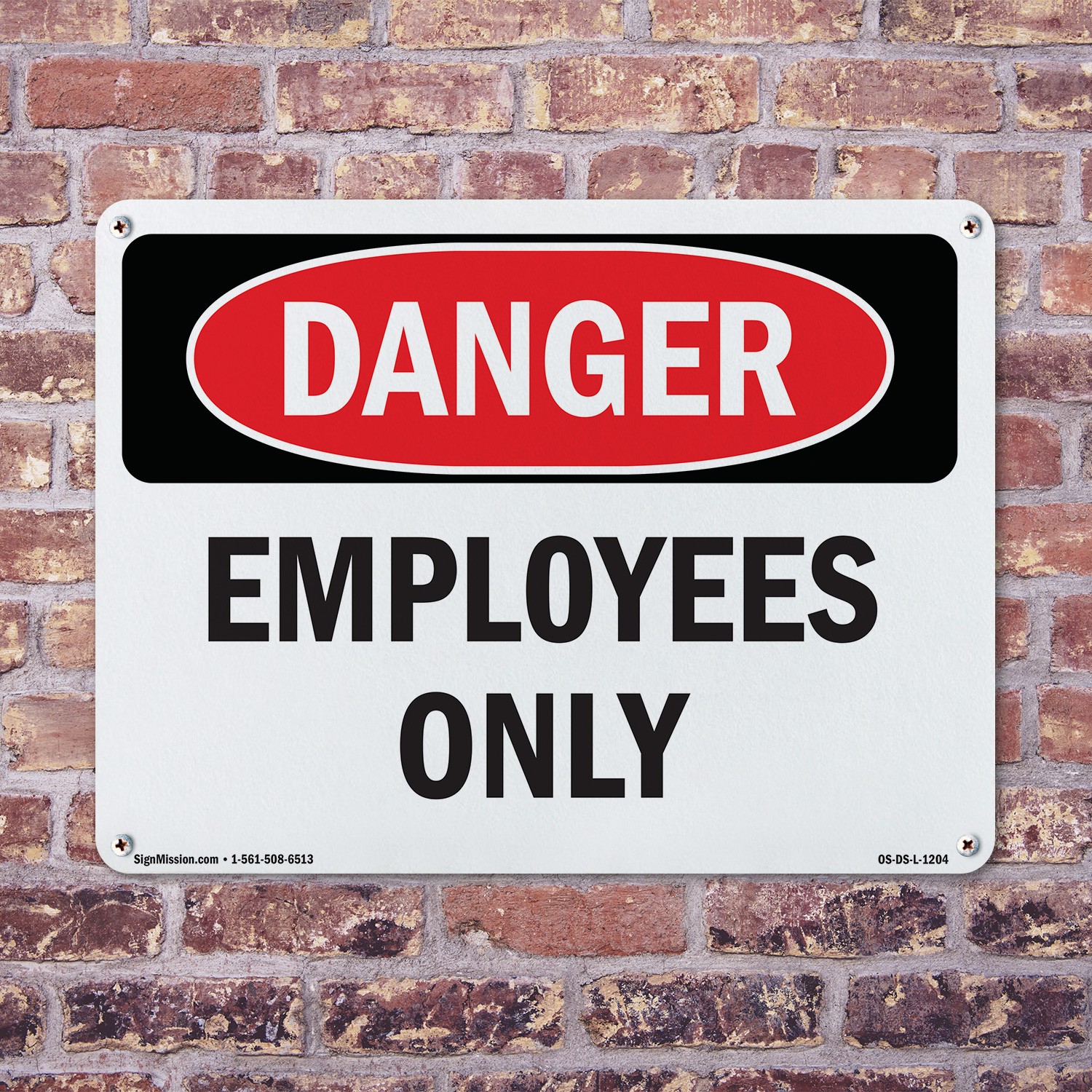 Employees Only OSHA Danger Sign Metal, Plastic, Or Decal – 5 or 10 Pack