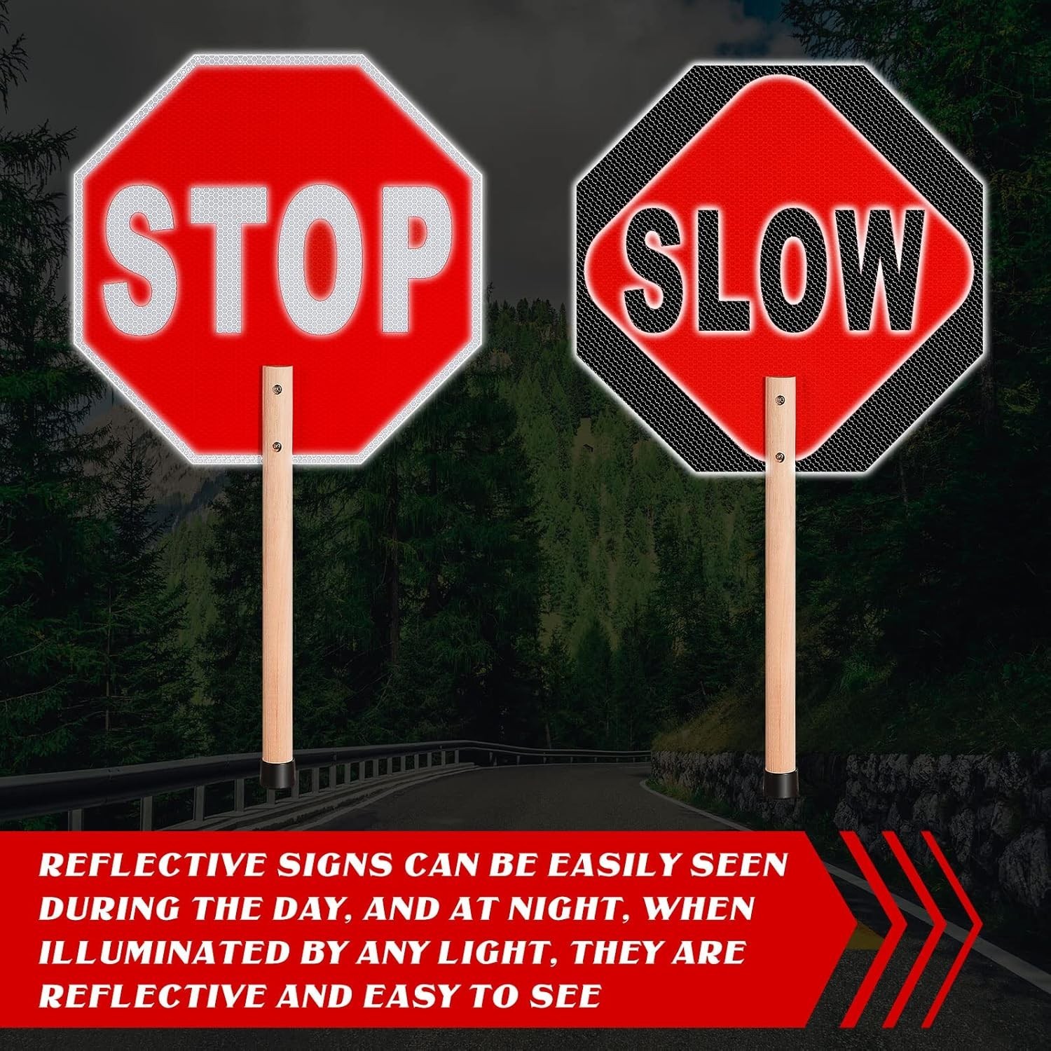 Stop Slow Sign Handheld Stop Sign with Handle 13 x 13 Crossing Guard Stop