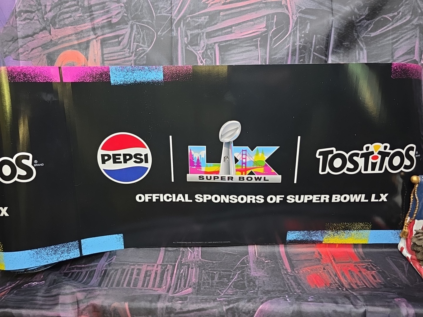 Pepsi Tostitos Promotional Banner 300&Prime; X 12&Prime; Super Bowl LX Lot Of 2 NFL