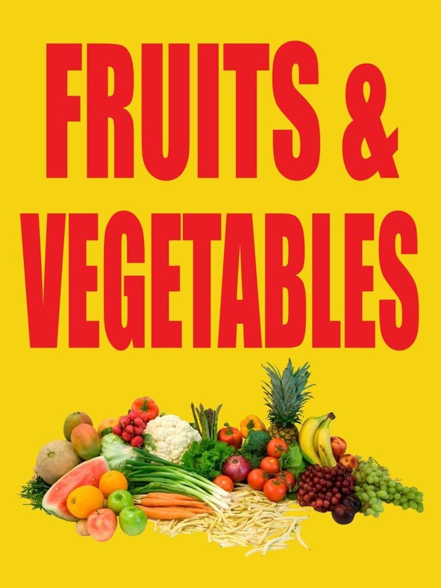 Fruits & Vegetables | Retail Window Display Sign | 18&Prime;W x 24&Prime;H