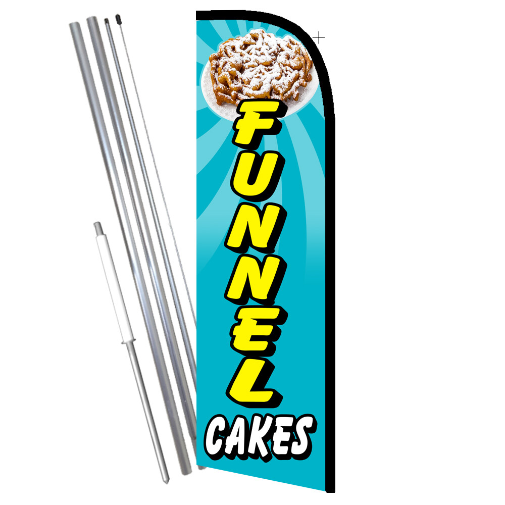 FUNNEL CAKES Premium Windless Feather Flag Bundle (Complete Kit) OR Optional Re