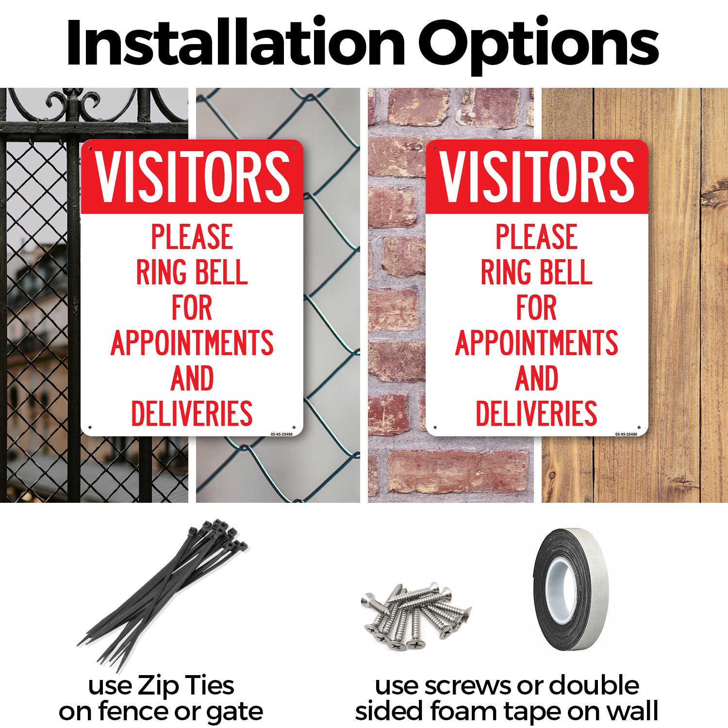Visitors Please Ring Bell For Appointments And Deliveries Sign 5 or 10 Pack