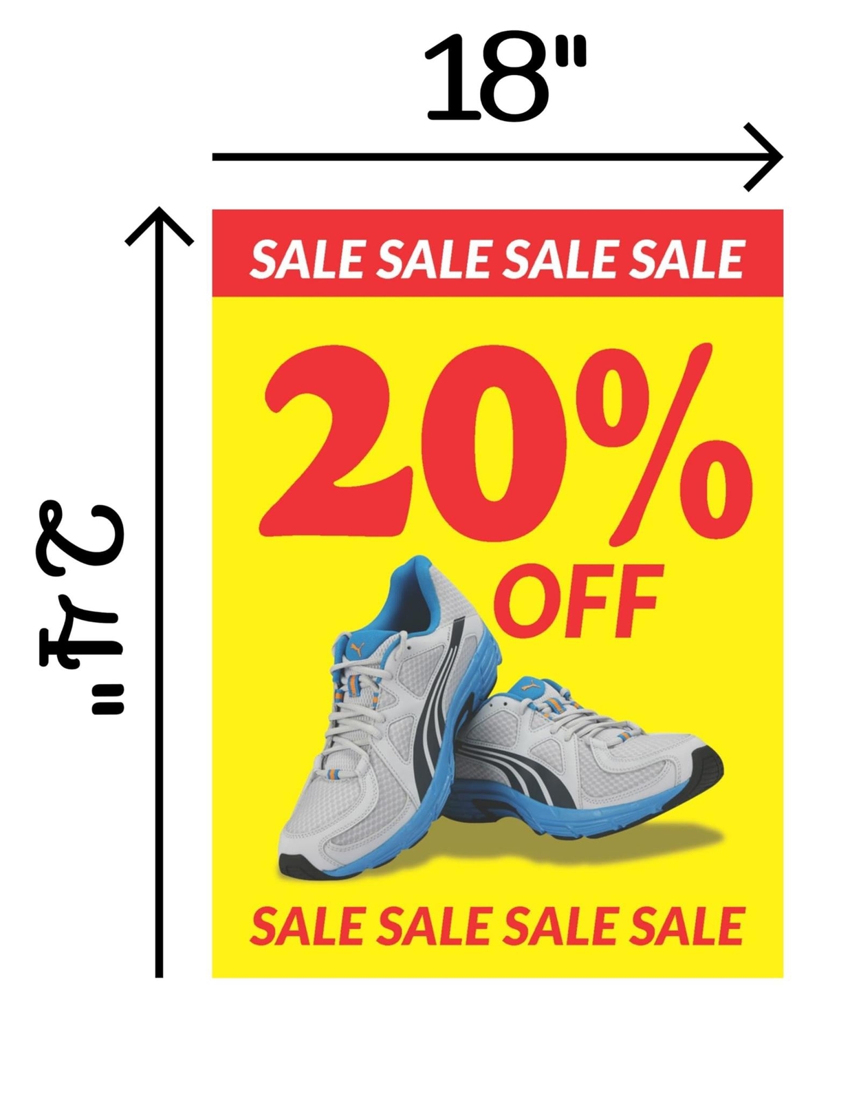 Sale 20 Off Footwear | Retail Window Display Sign | 18&Prime;W x 24&Prime;H
