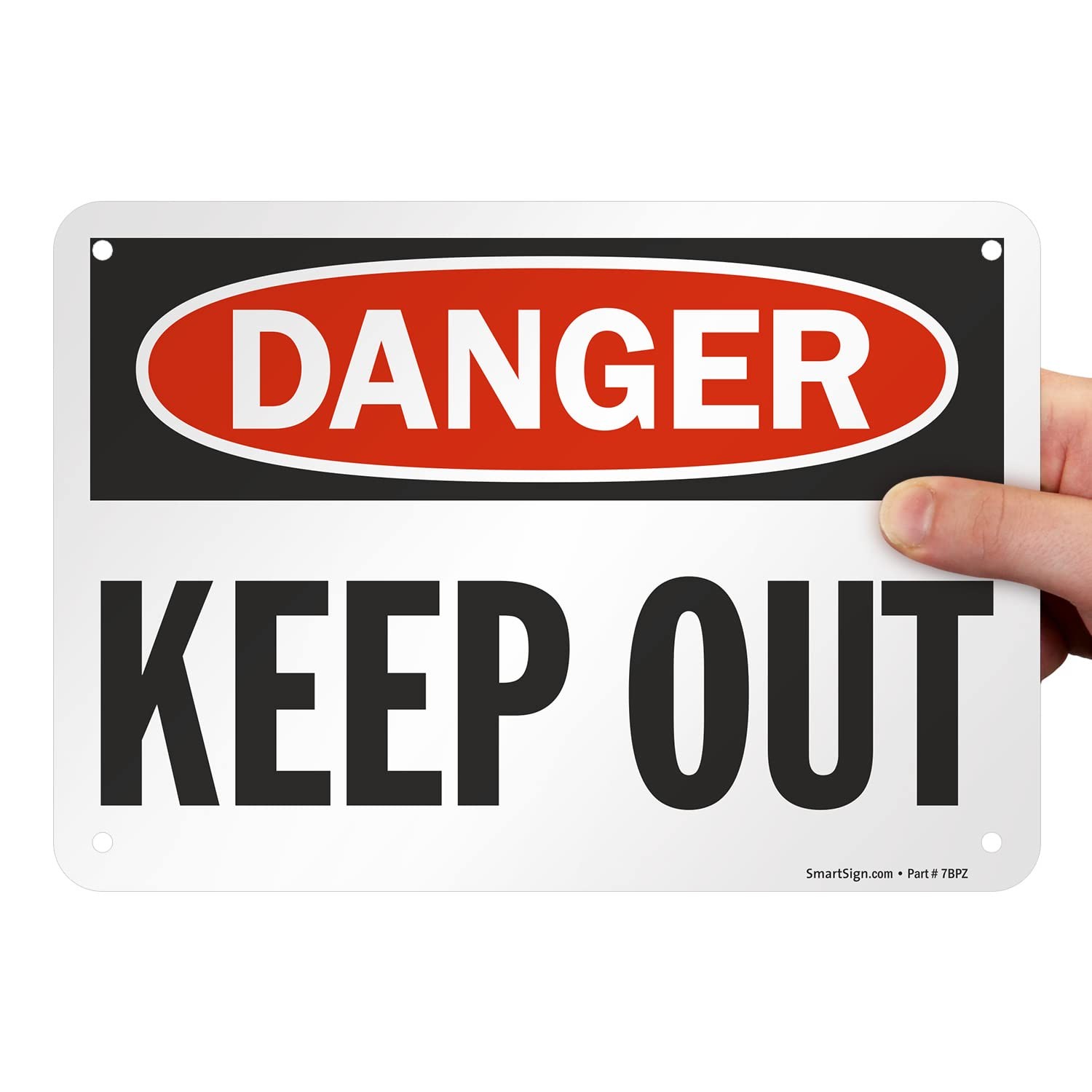 Danger Keep Out Sign, 7 x 10 Inch, Aluminum, Red, Black, White, Safety, Warning