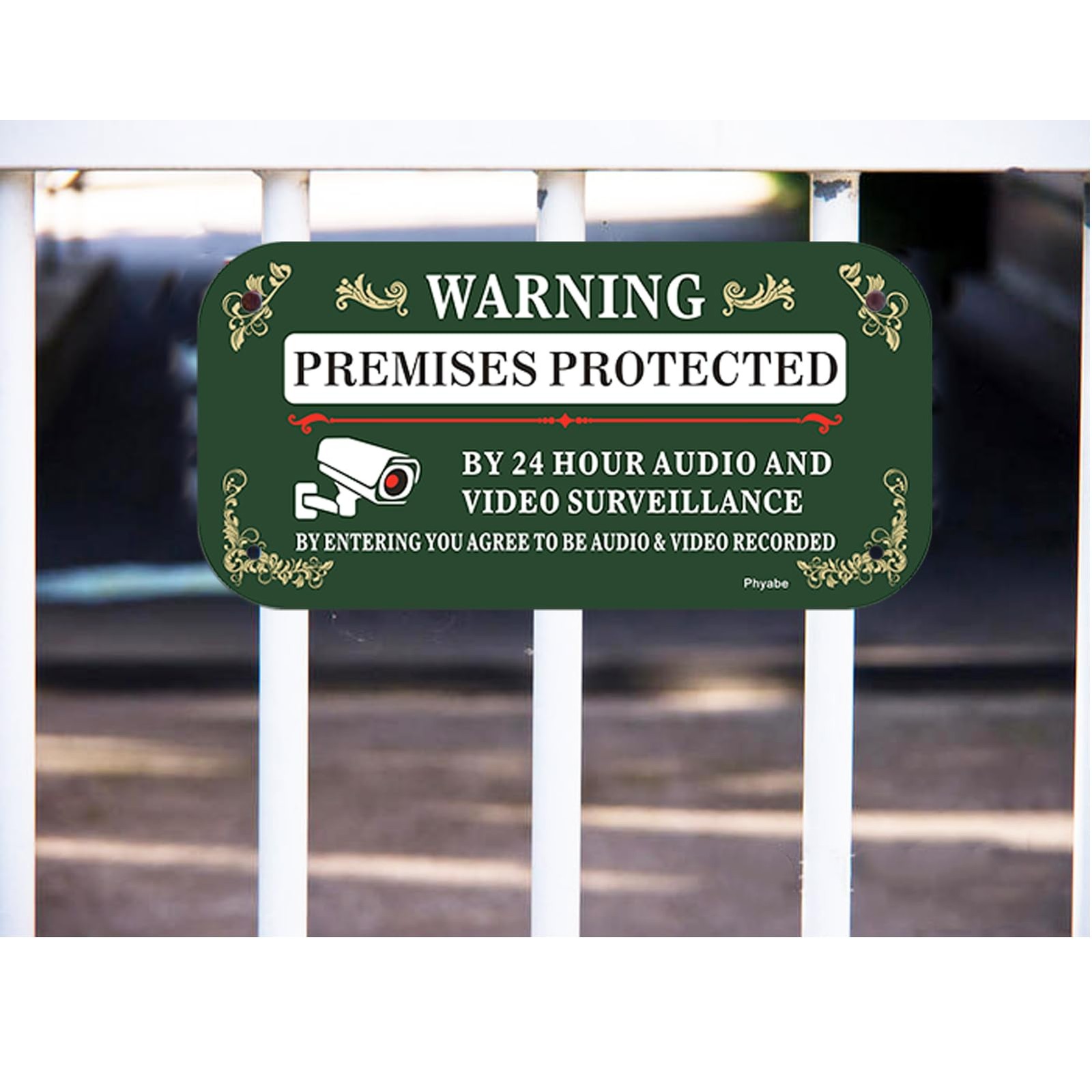 2 Pack Premises Protected by 24 Audio and Video Surveillance Sign, 12 x 6 inc…