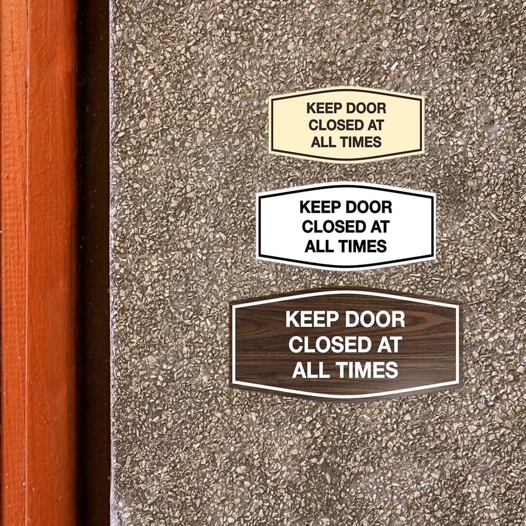 Fancy Keep Door Closed At All Times Sign Black Large Wall Plaque Office