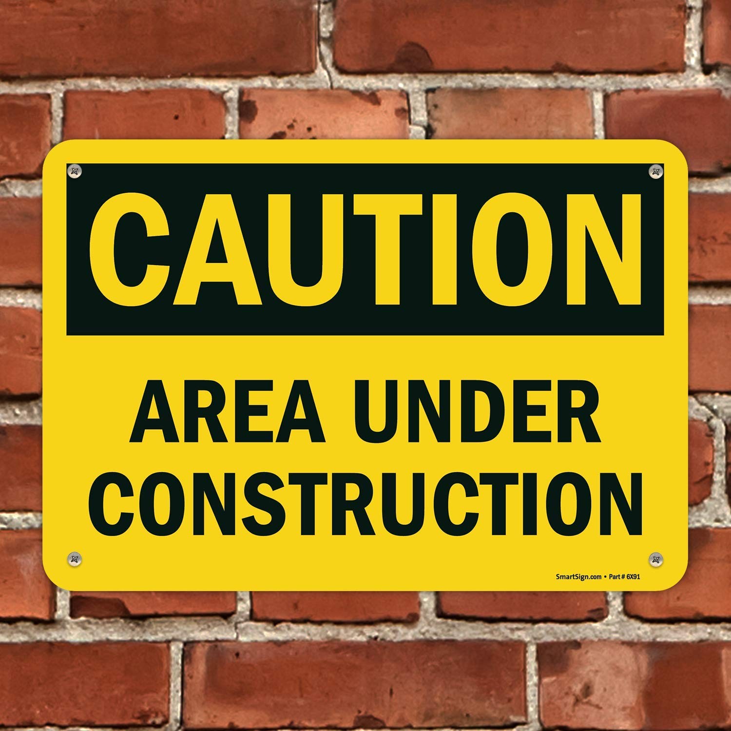 1 PCS U91377NP_7x10 Caution Area Under Construction Sign 7×10 Inch Plastic