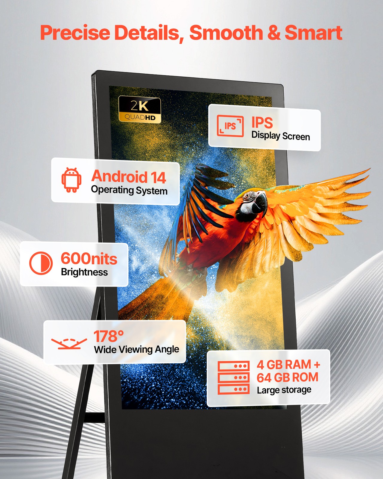 VEVOR 32 in Indoor Digital Signage Floor Standing Advertising Display Kiosk LCD