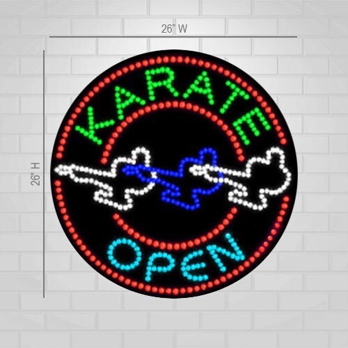 LED Open Karate Sign for Retail Business Displays | Light Up Sign | 26&Prime;H x 26&Prime;W