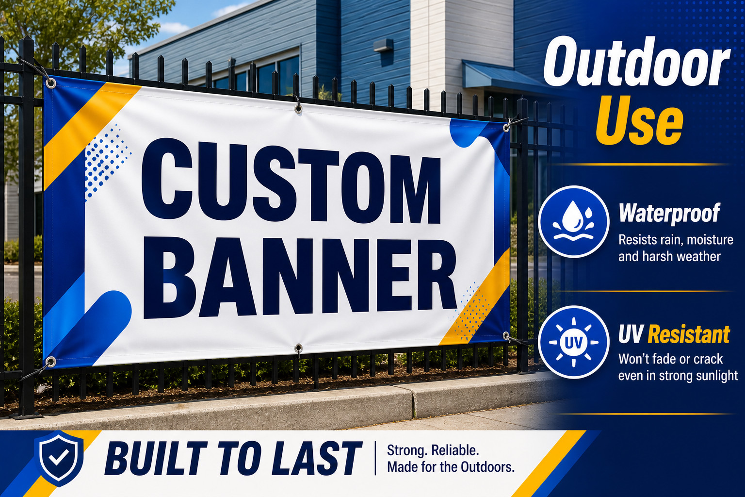Custom Vinyl Banner Outdoor Waterproof UV Resistant 13oz Heavy Duty Fast Ship