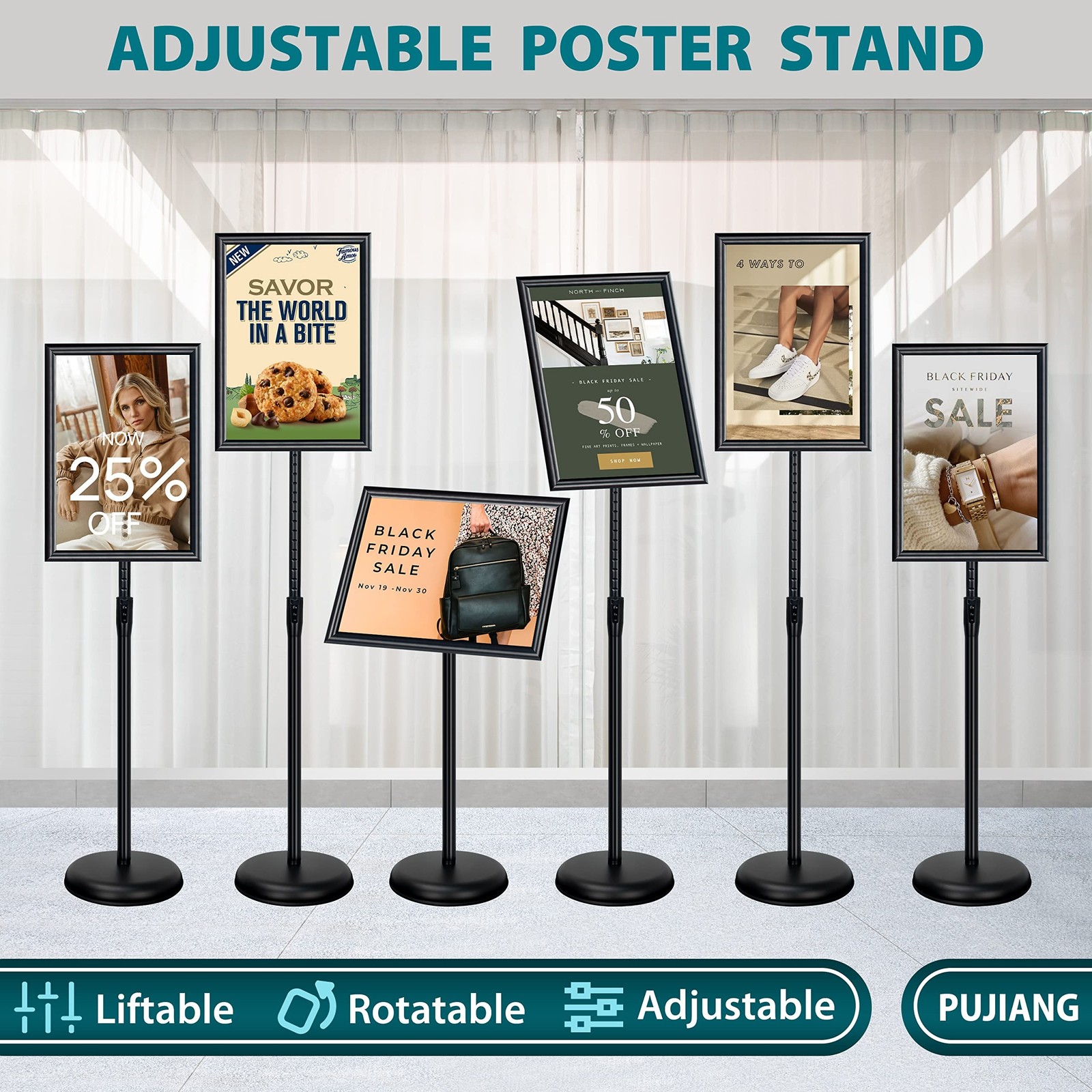 6Packs 11×17 Inch Adjustable Sign Holder Poster Stand, Heavy Duty Floor Sign …