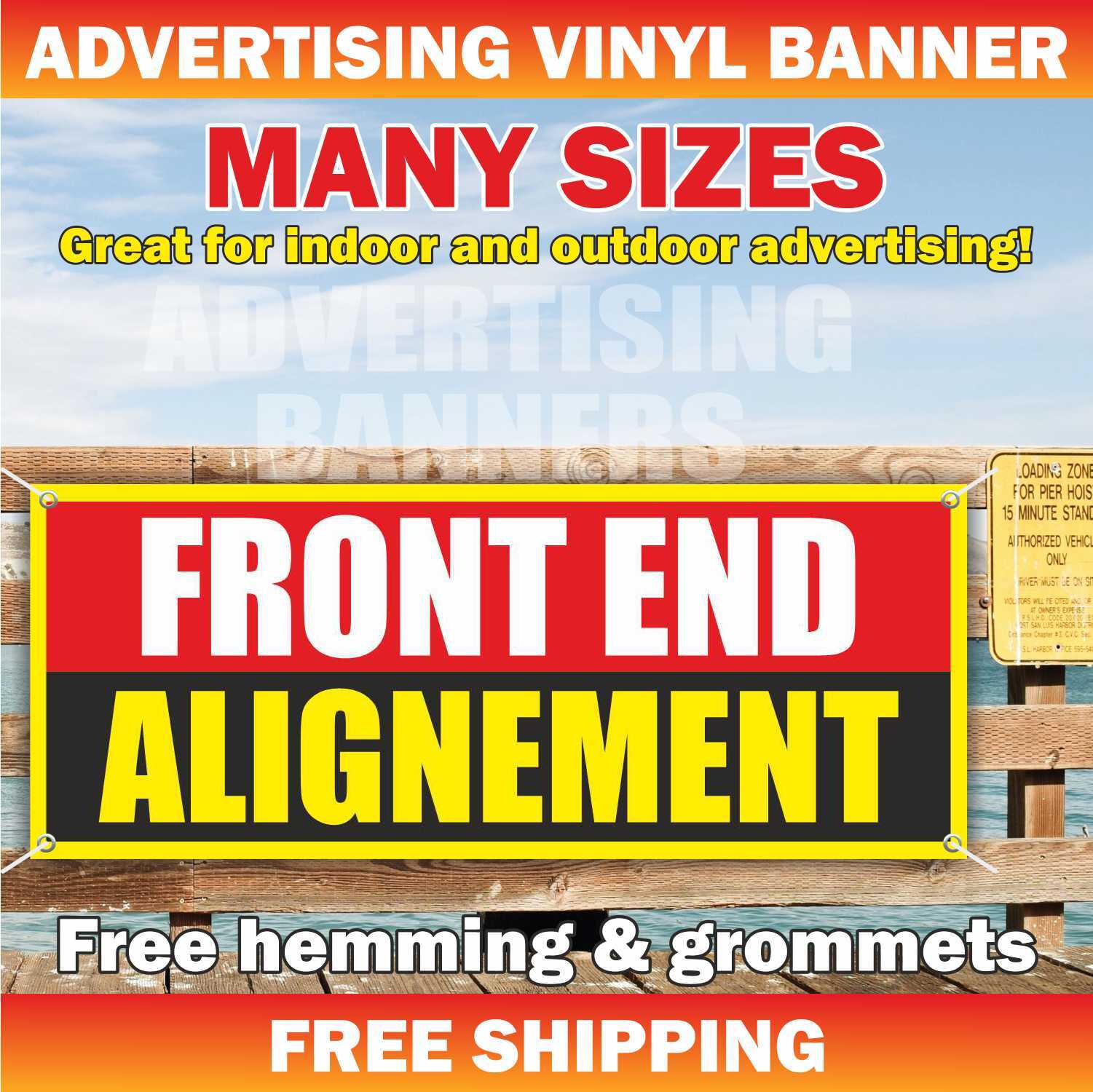 FRONT END ALIGNEMENT Advertising Banner Vinyl Mesh Sign Repair Auto Service Car