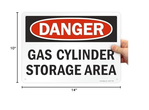 SmartSign « Danger – Gas Cylinder Storage Area » Sign | 10&Prime; x 14&Prime; Aluminum