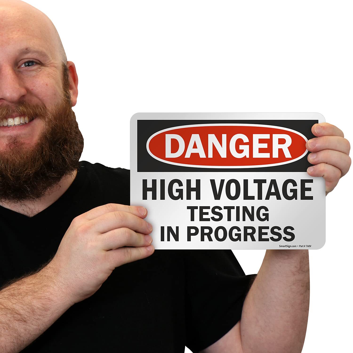 7 x 10 inch “Danger – High Voltage Testing in Progress” OSHA Label 3 mil Lami…