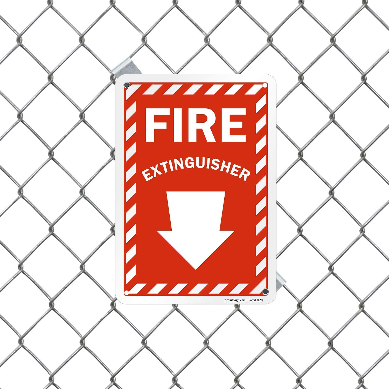 10×7 Inch Fire Extinguisher Sign Down Arrow HDPE Plastic Red White Safety
