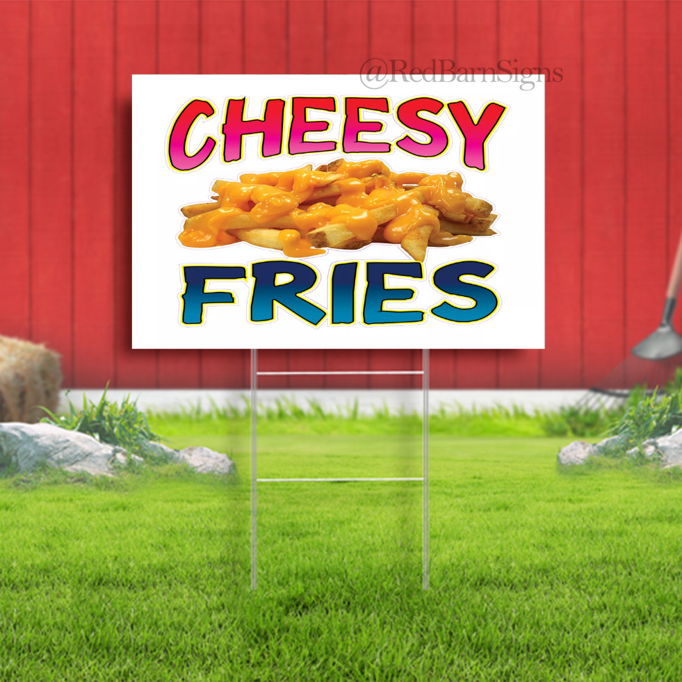 Food Truck Cheese Fries Restaurant & Food Concession Sign Red Yard Sign