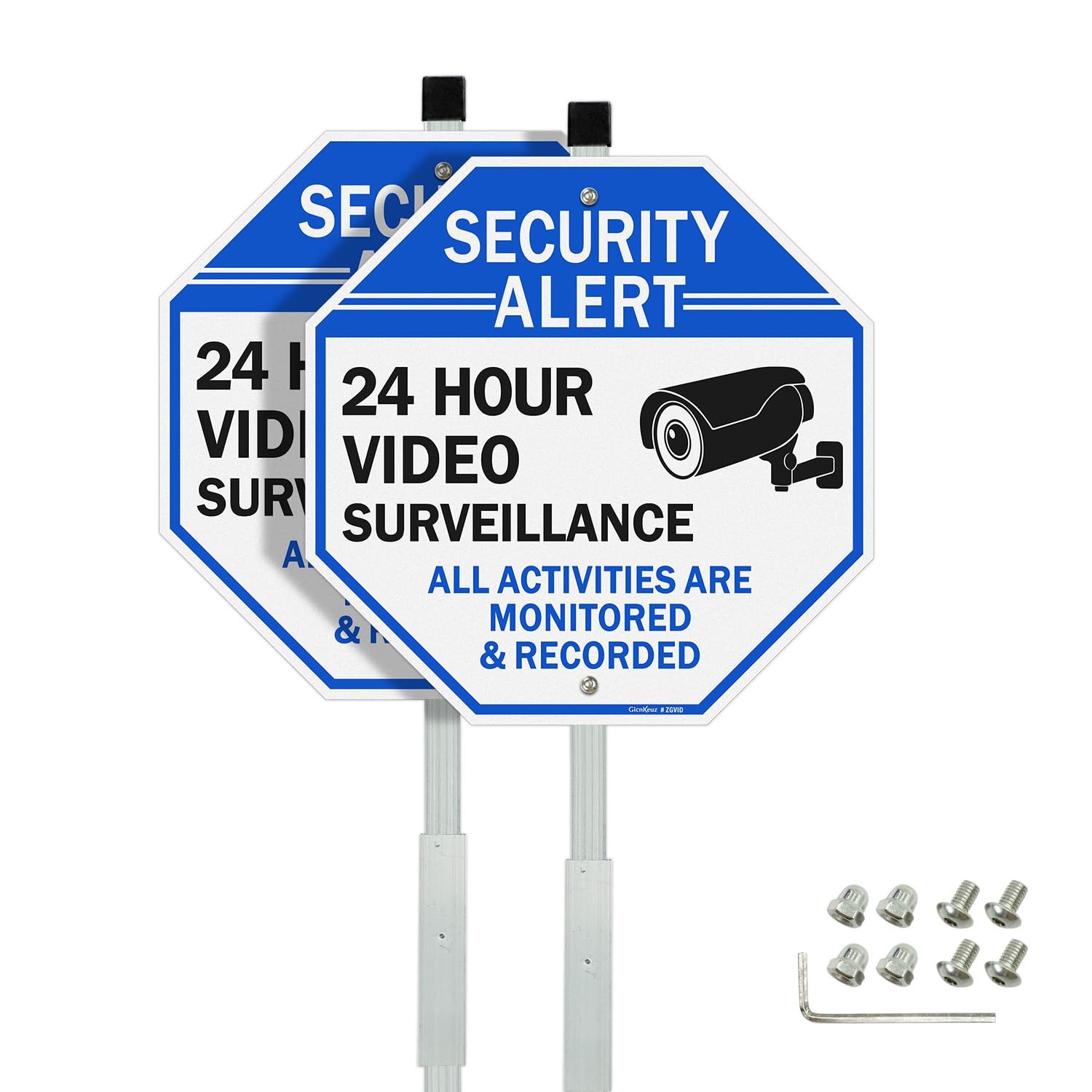 Video Surveillance Sign Stake 10×10 28&Prime; Yard Sign Reflective Aluminum 2 Outdoor