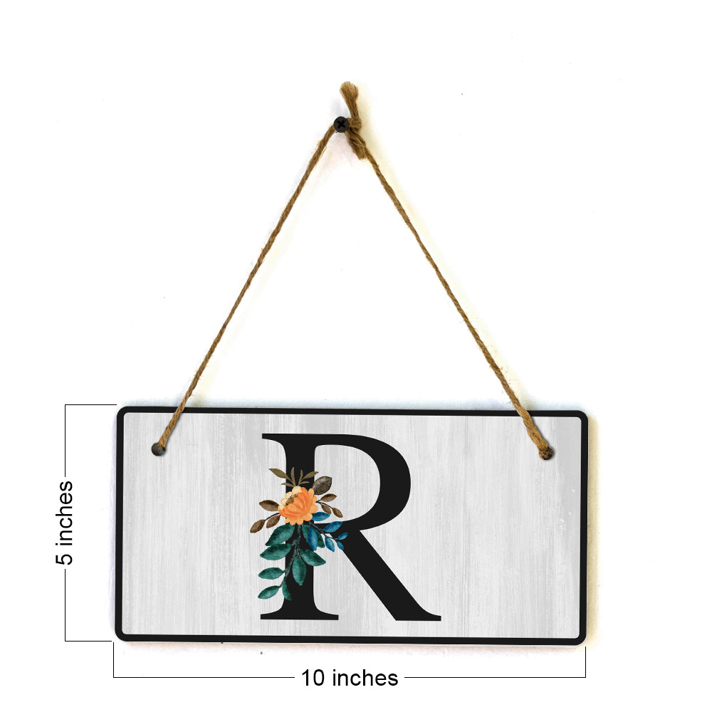 R Flower Decor 5×10 Hanging Wall or Door Sign | Alphabet Letter Room Decoration