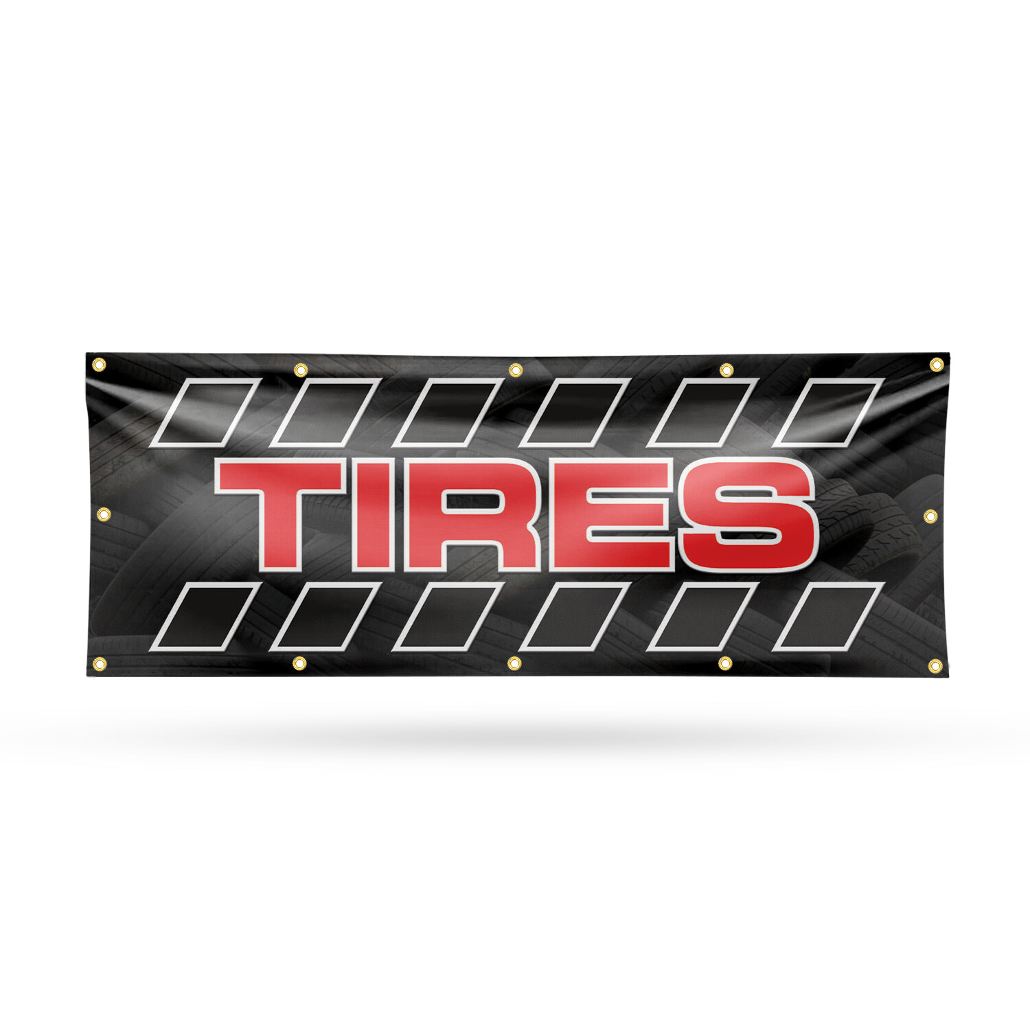 Tires 13 oz Vinyl Banner Sign with Metal Grommets Heavy-Duty Single-Sided