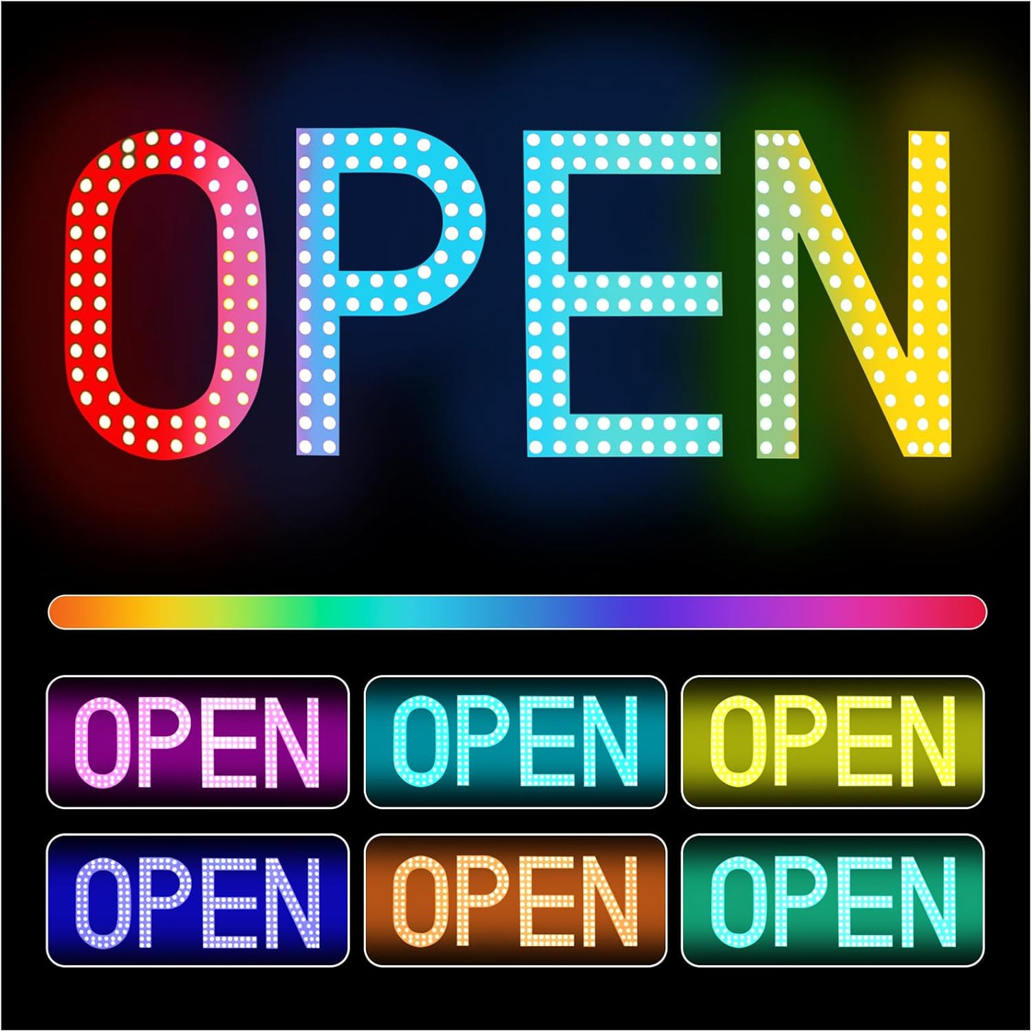 Super Bright Multi-Color LED Open Sign for Stores & Restaurants – 40&Prime; x 14