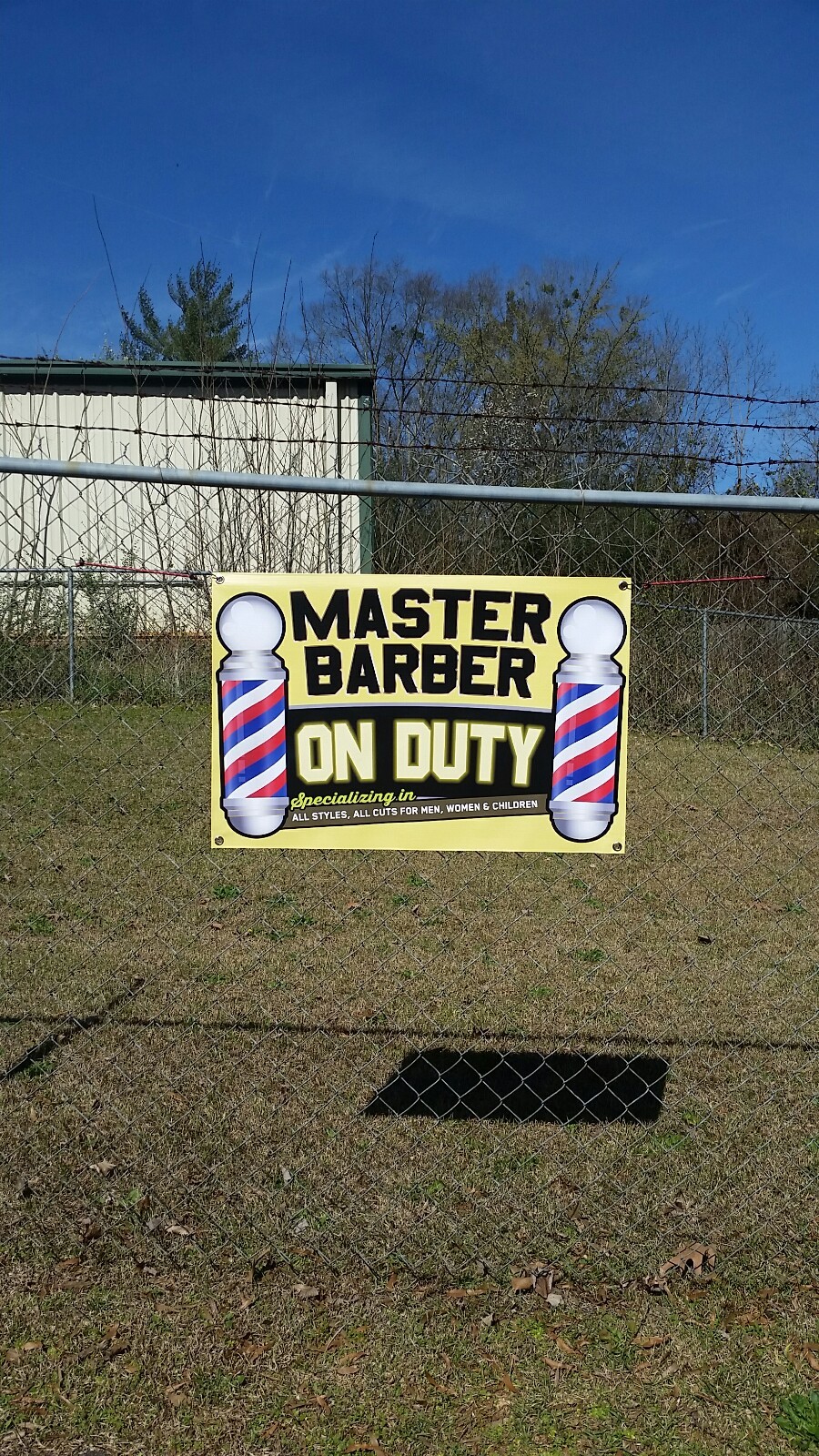 3&rsquo;x2&prime; MASTER BARBER ON DUTY Poles Open Sign Banner Barbershop Beauty Hair Salon