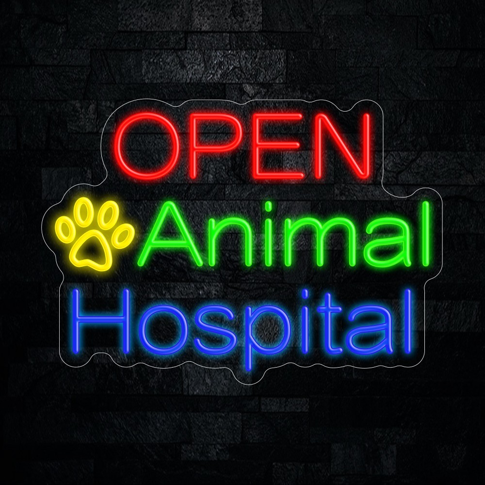 Animal Hospital Open LED Neon Sign 21&Prime;L x 15&Prime;H #25075