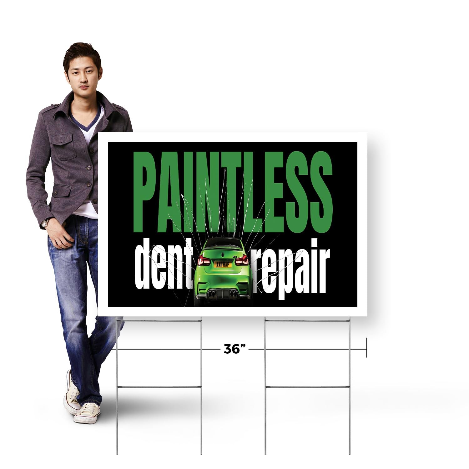 Paintless Dent Repair Yard Sign 24 Inch x 36 Inch Single Sided Weatherproof H…