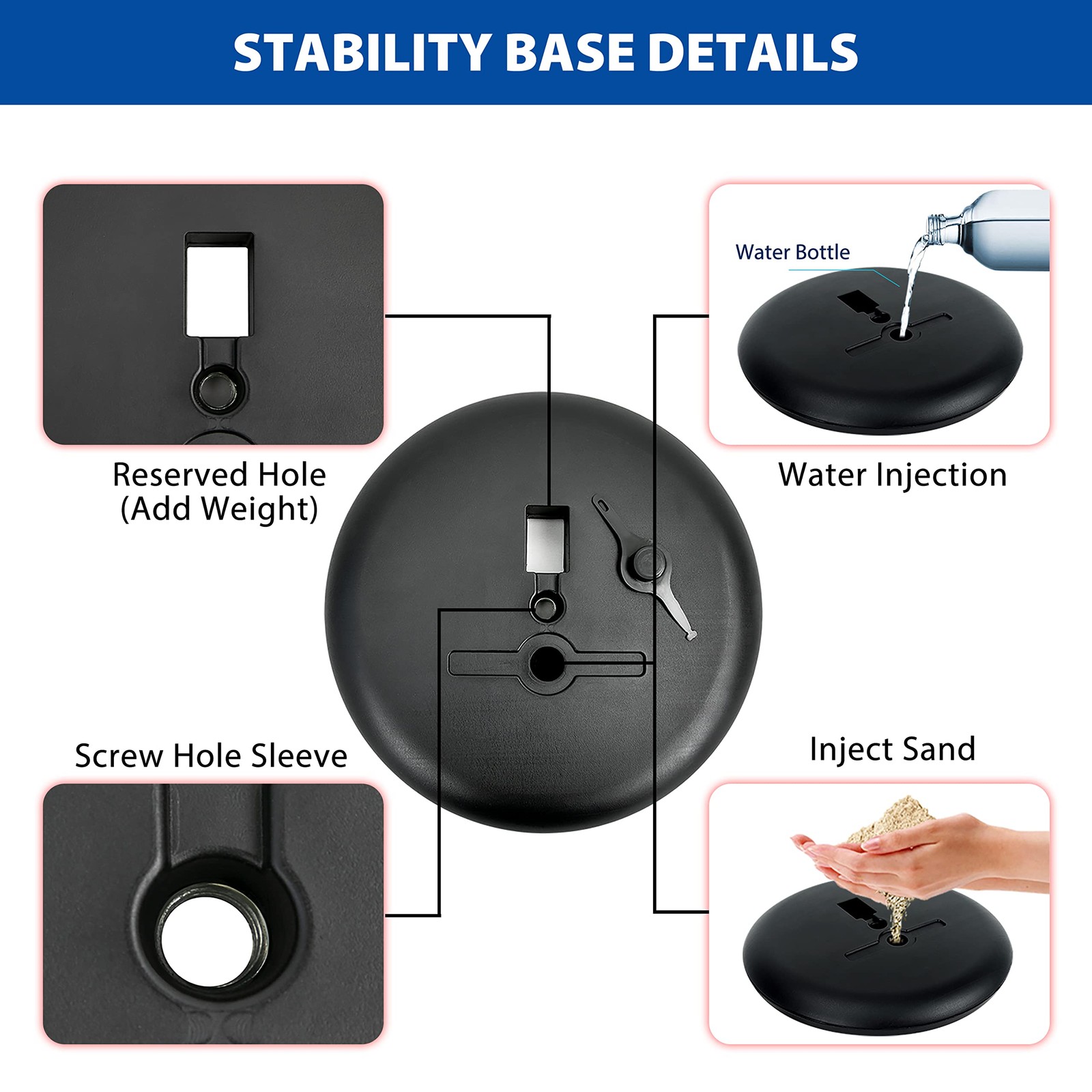 6Packs 8.5×11 Inch Adjustable Pedestal 8.5 x 11 inches (6 Pack), Black