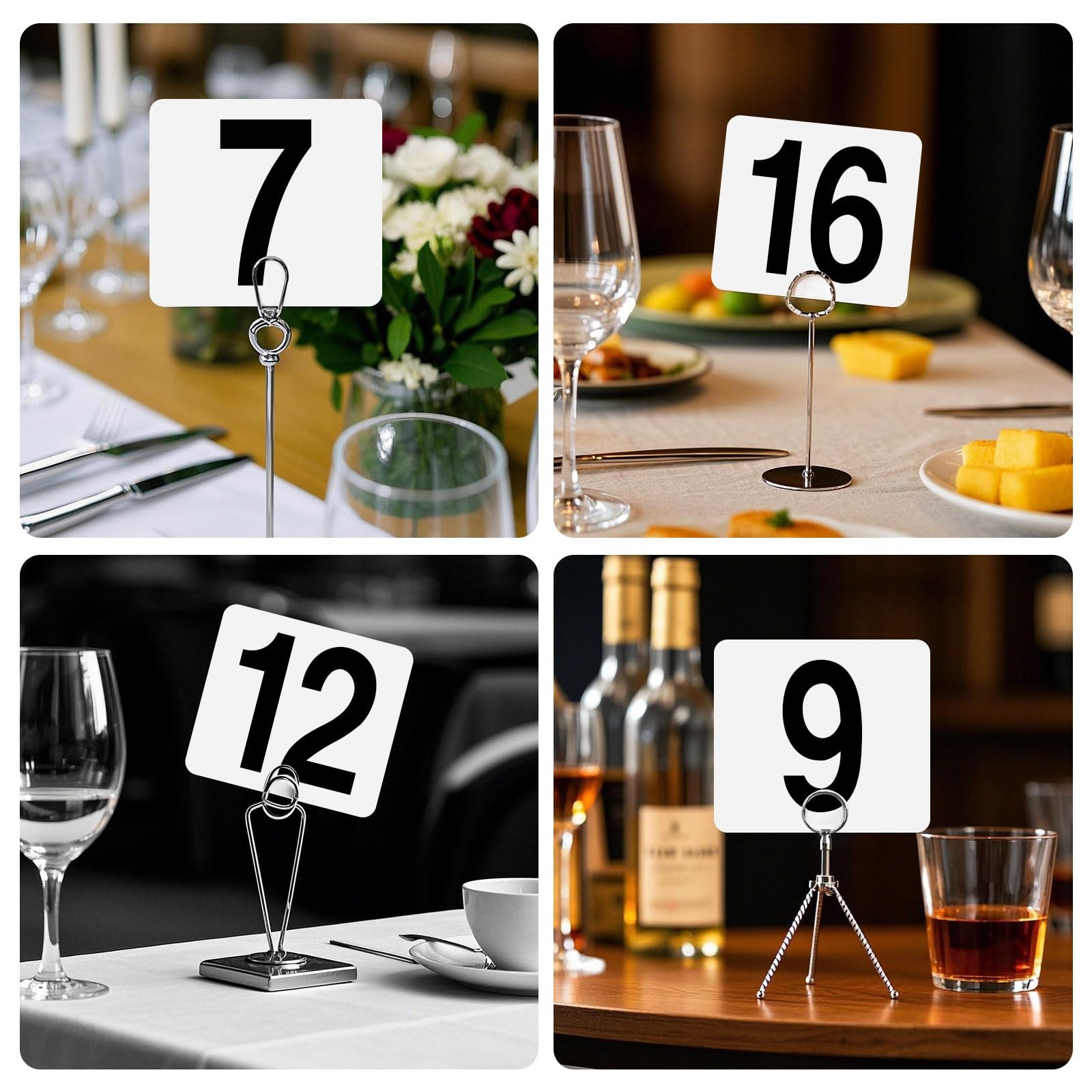100 Pcs Table Numbers 1-100, Plastic Double Sided Table Number Cards, 4×3.7 I…