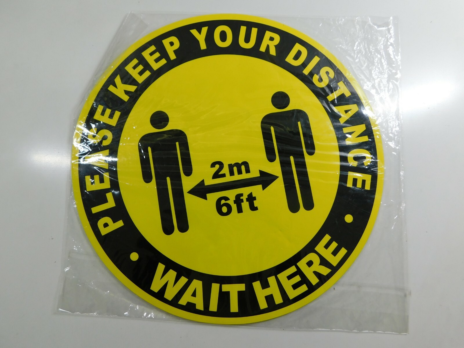 10 Pack 11’’ Yellow Round Floor Social Distancing Floor Signs 6ft Public Safety