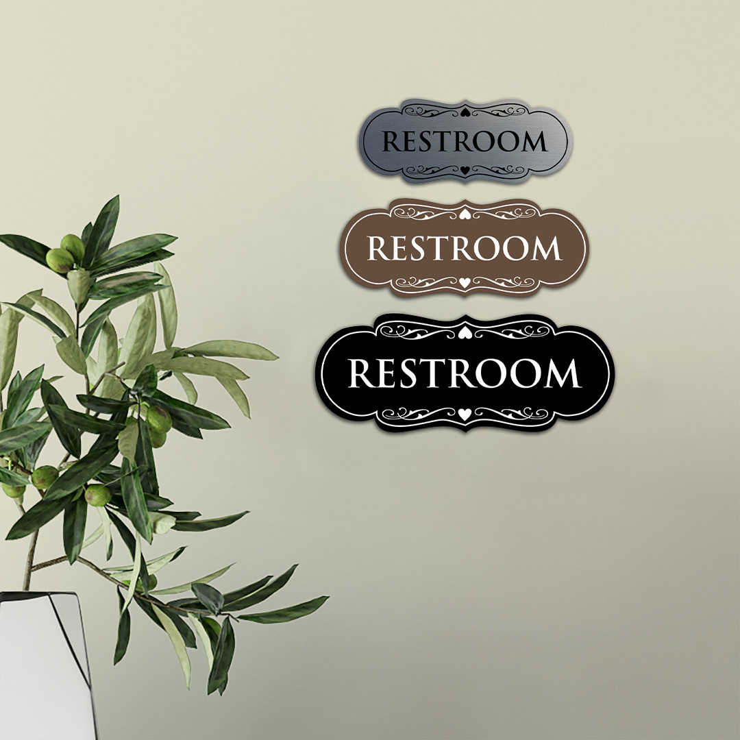 Designer Restroom Sign – Brushed Gold – Medium