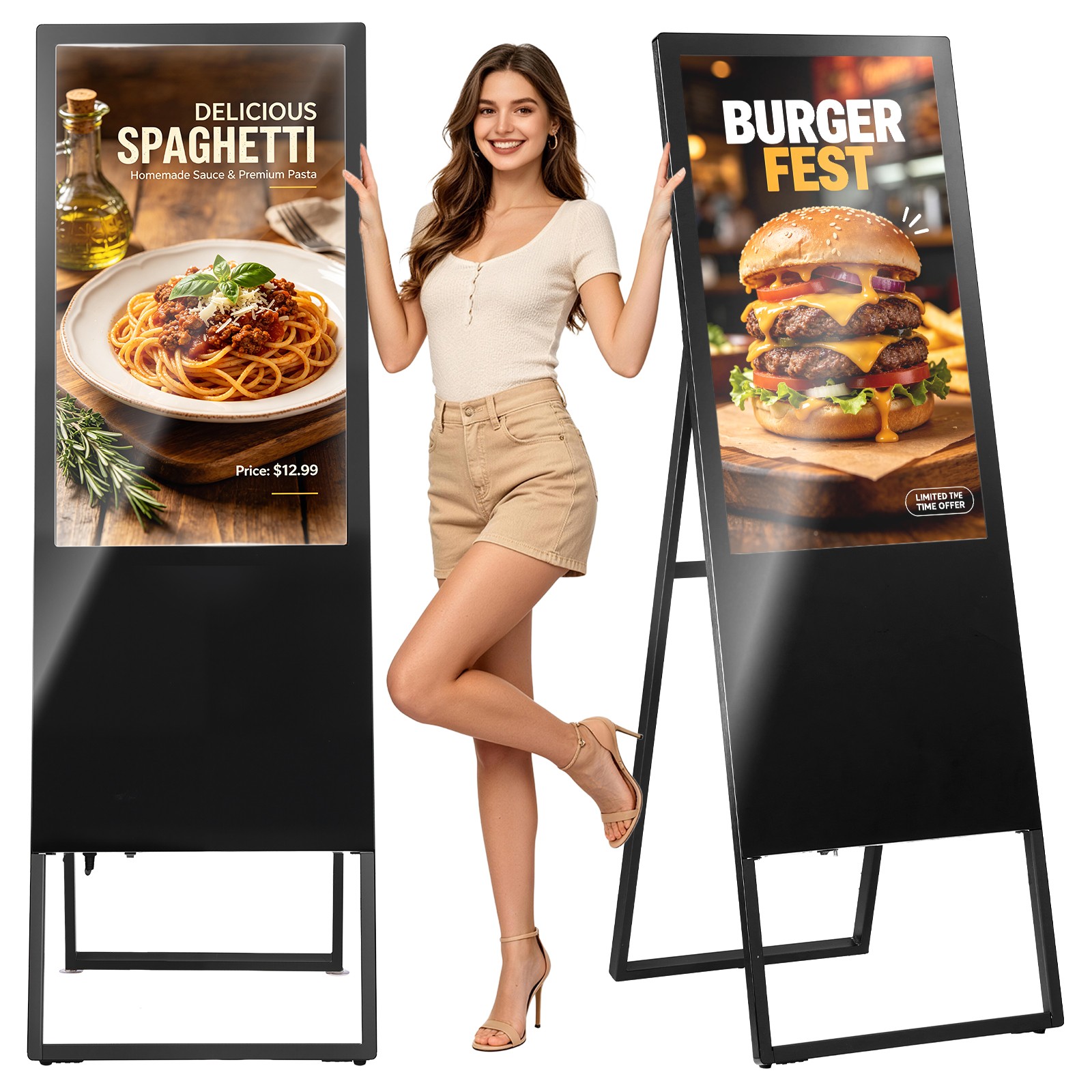 VEVOR 32 in Indoor Digital Signage Floor Standing Advertising Display Kiosk LCD