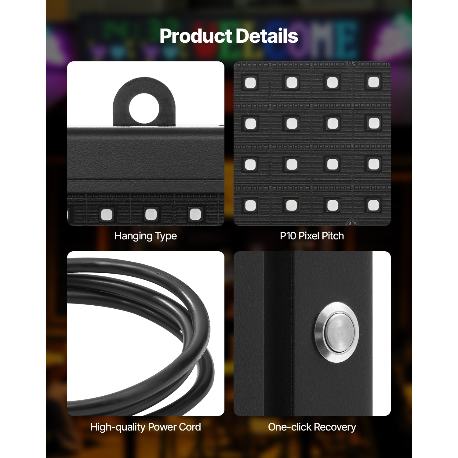 Uimoso 40×8 in Programmable LED Display Board with Scrolling Full-Color Text