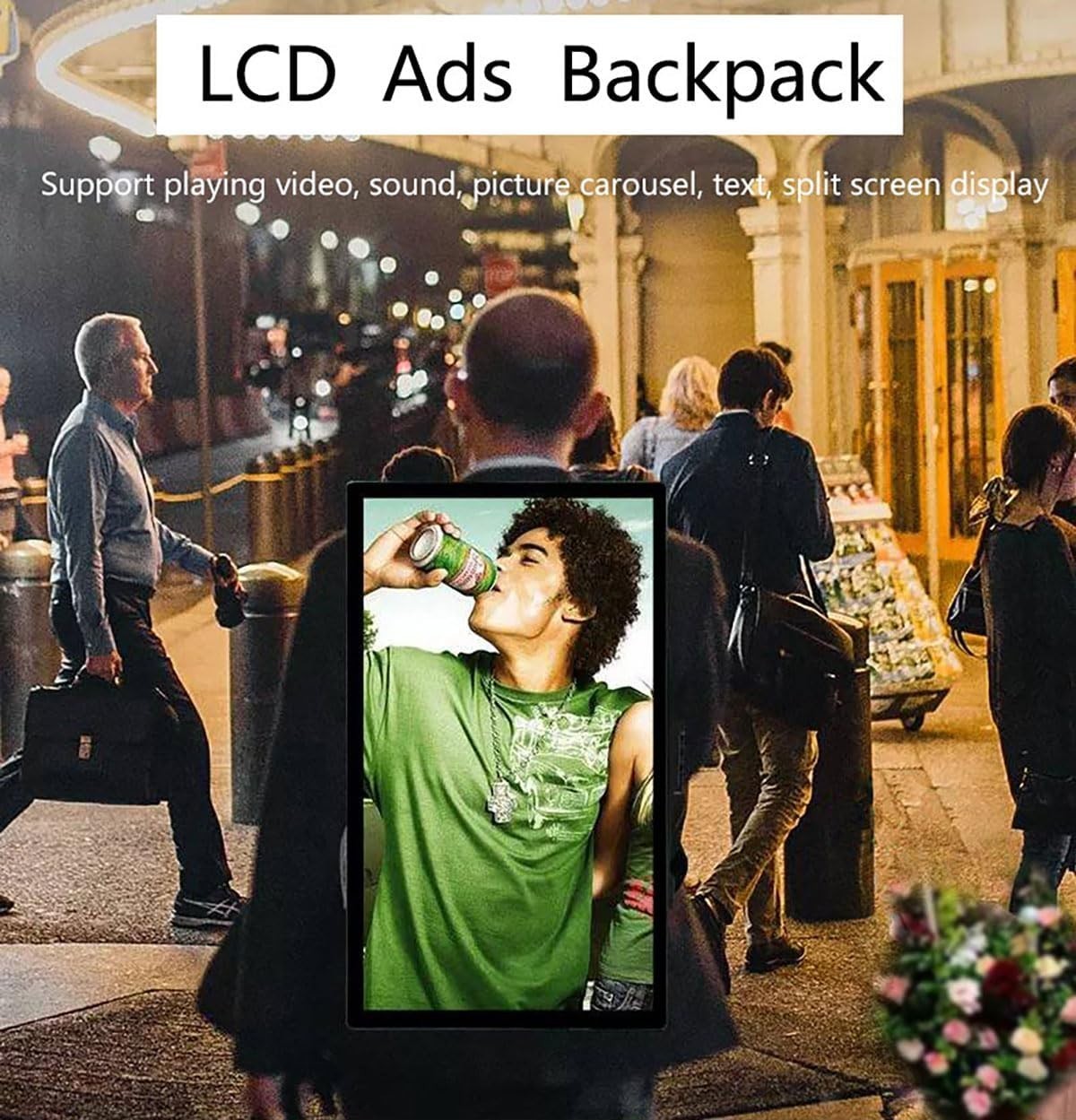 21.5&Prime; Touch Screen LCD Advertising Backpack Portable Digital Billboard Display