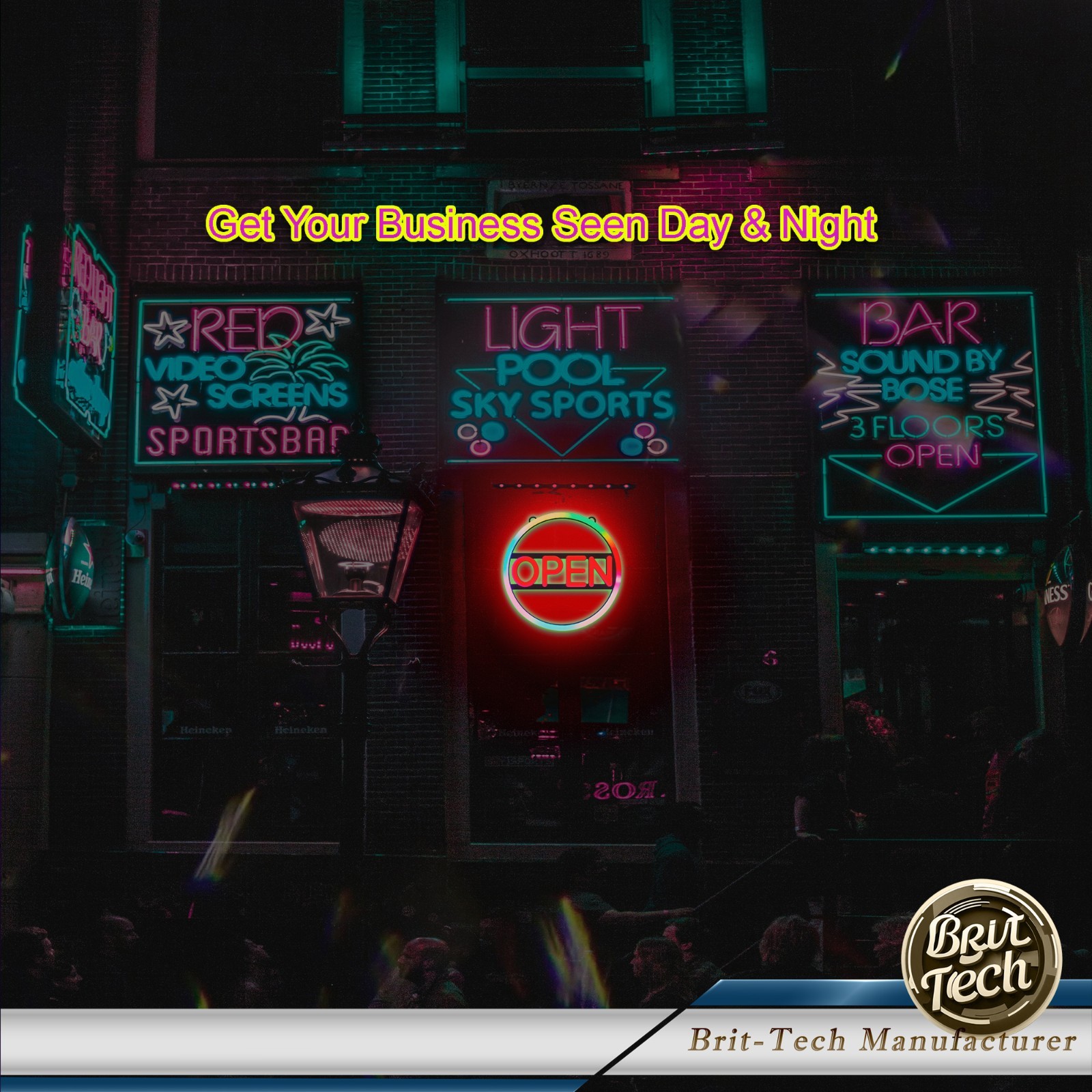 LED Open Sign 16&Prime; Large Neon Bright Light for Business Restaurant Bar Store Shop