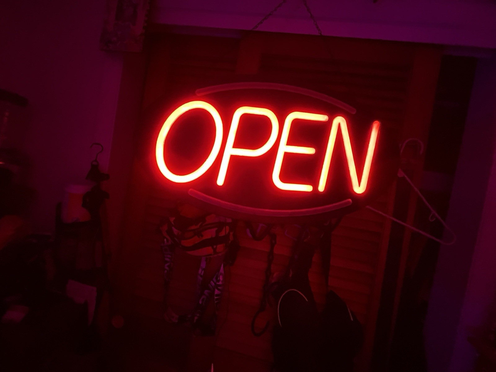Neon Illuminated Hanging Red Blue Business Open Sign