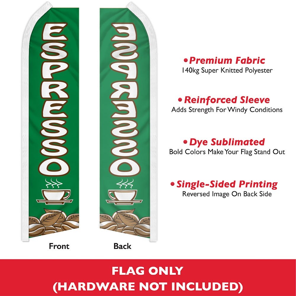 Espresso Advertising Swooper Feather Flutter Flag Drinks Concessions Coffee