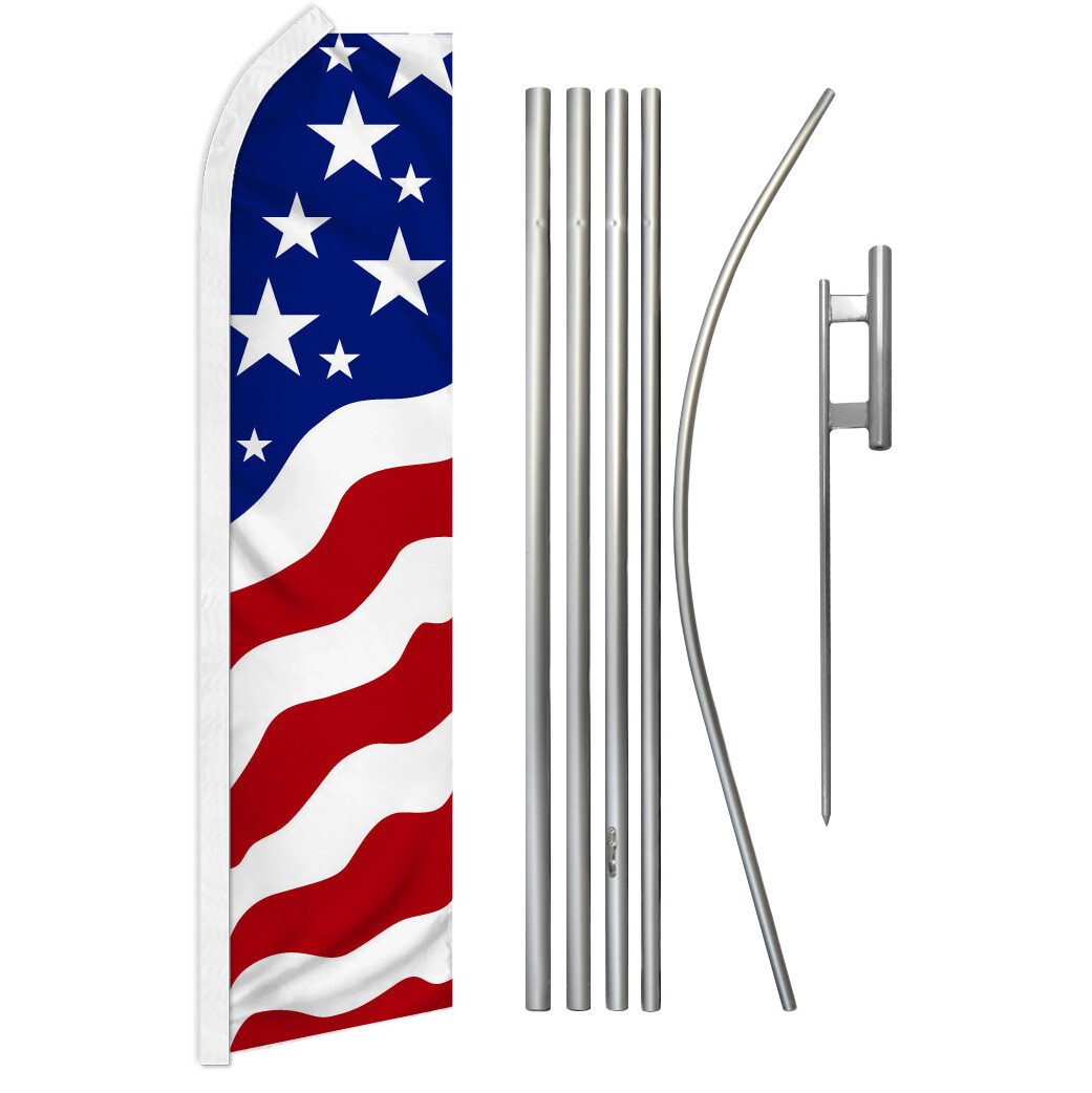 New Glory USA Swooper Flutter Feather Advertising Flag Kit Large USA Flag Kit