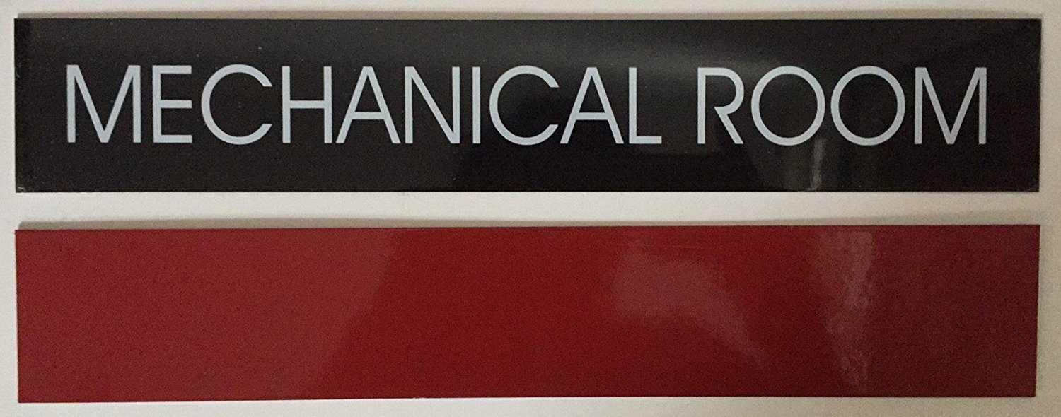 MECHANICAL ROOM SIGN (BLACK ALUMINUM 2X11.75)-REF24-1027