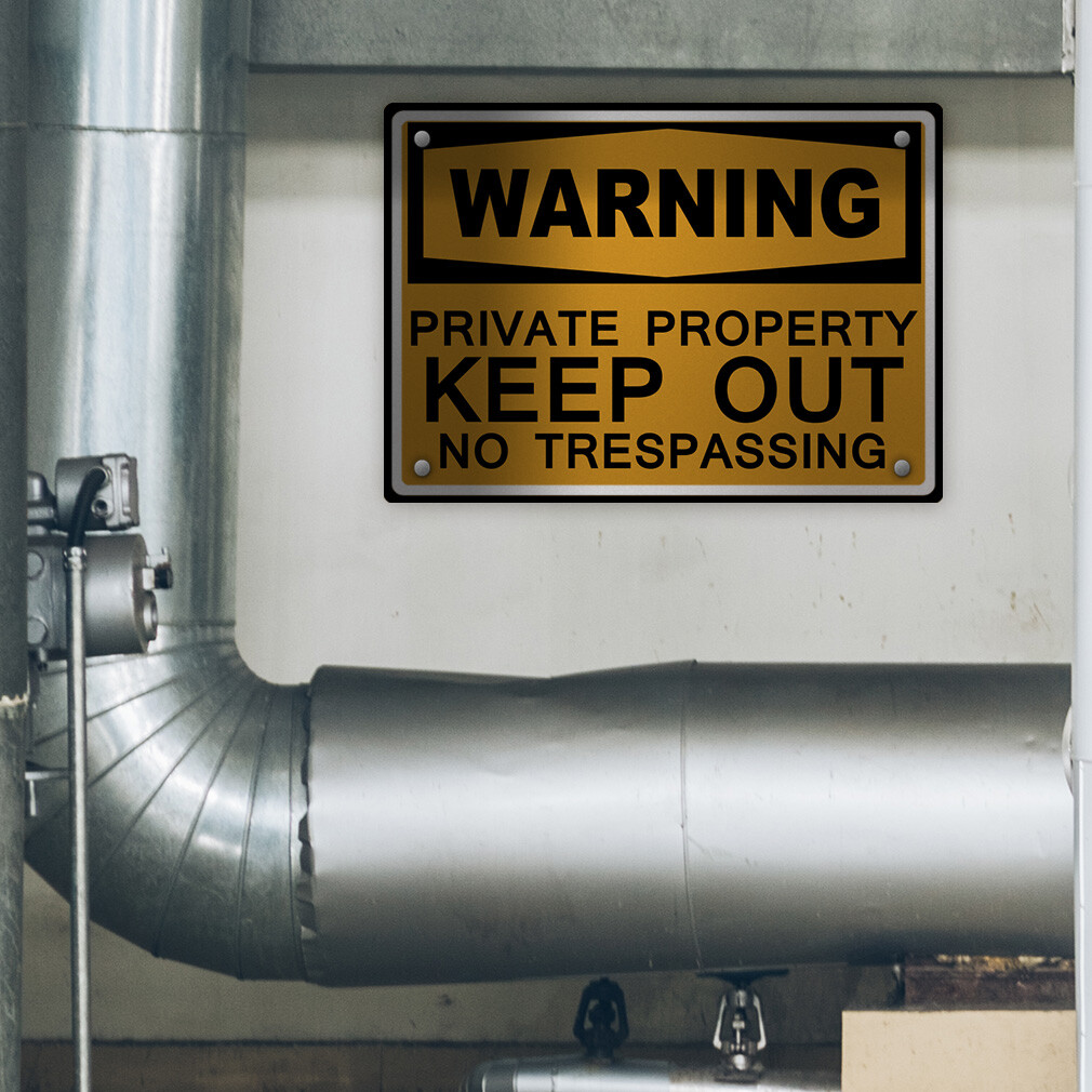 Aluminum Horizontal Metal Sign Warning Private Property Keep out No Trespassing