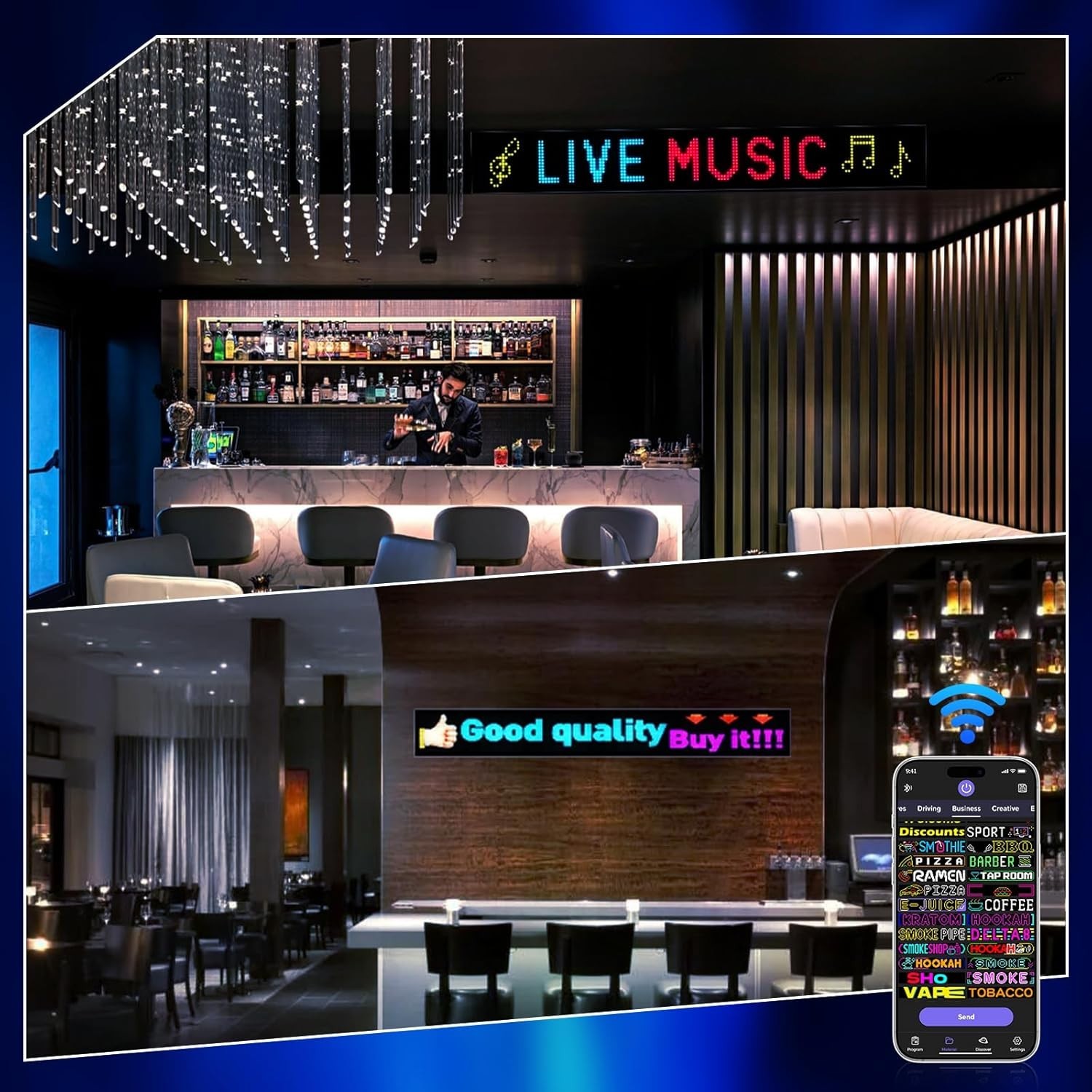 Portable 58&Prime;x8&Prime; Bluetooth LED Sign – Perfect for Promotions and Festivals