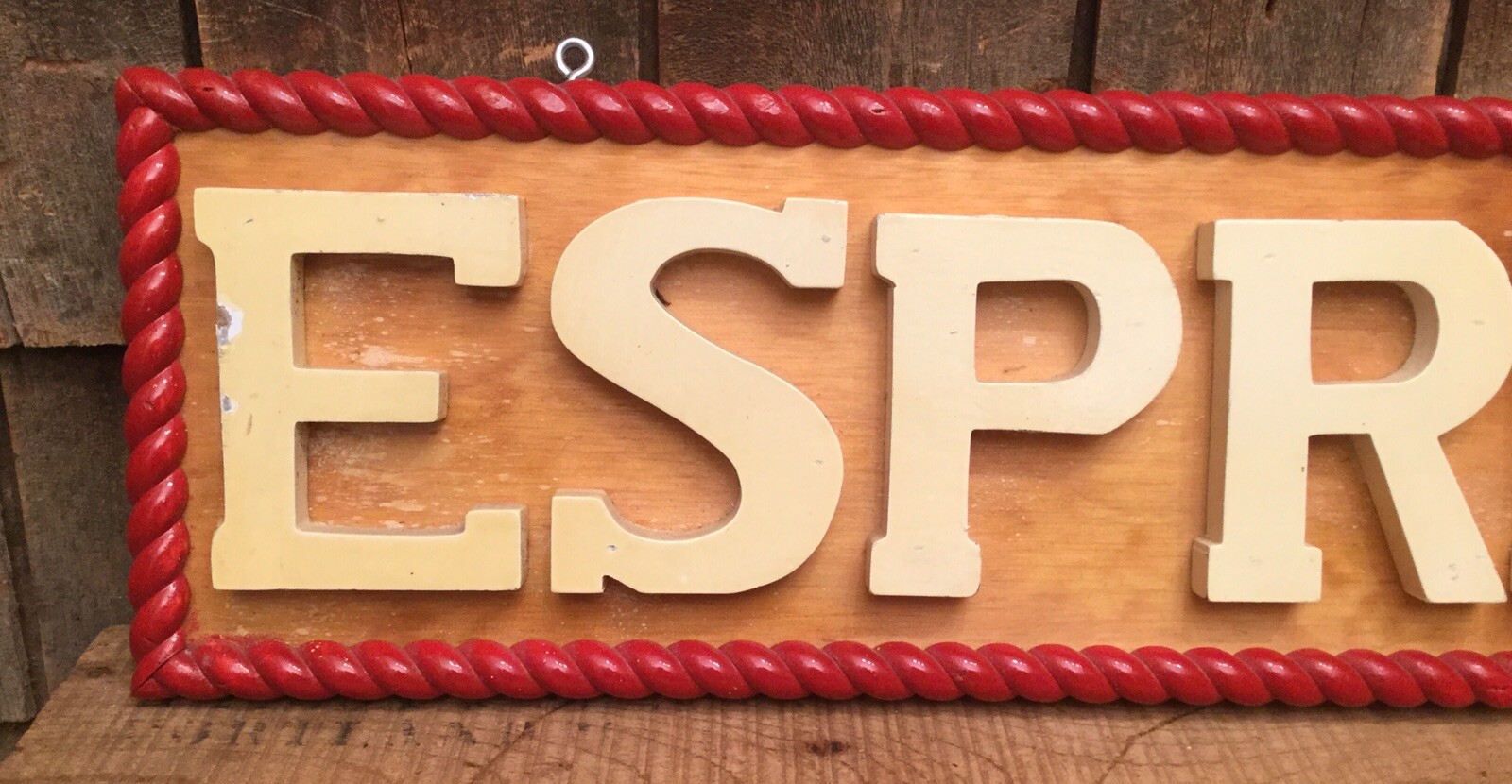 Vintage 3D Crafted Wooden Coffee Shop ESPRESSO Hanging Swing Advertising Sign