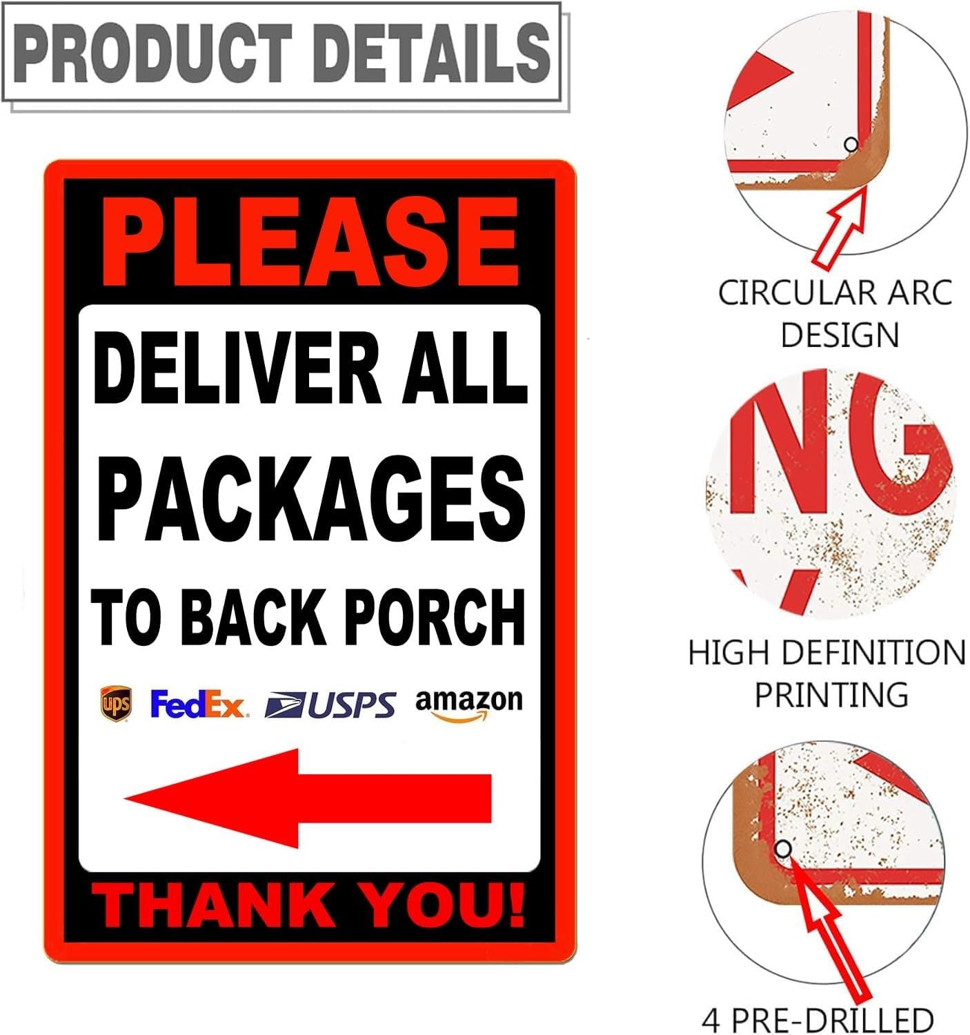 Weather-Resistant Aluminum Delivery Sign 12x8in – Clear Package Instructions