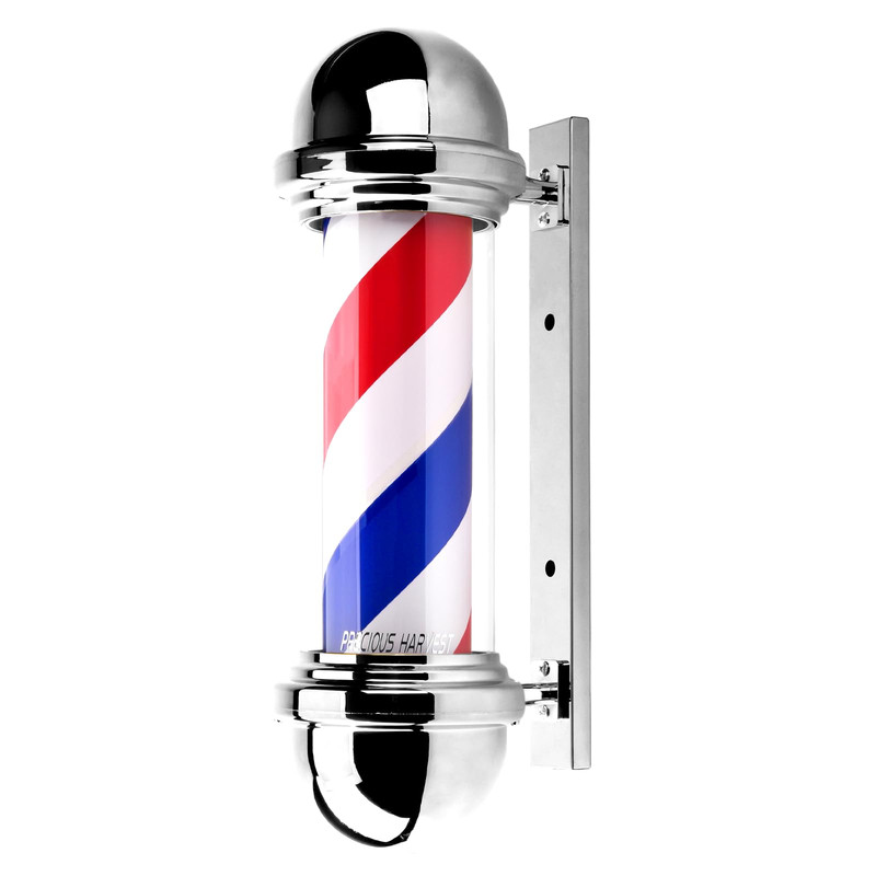 Precious Harvest 20 Inch Barber Polered Blue And White Barbershop Rotating