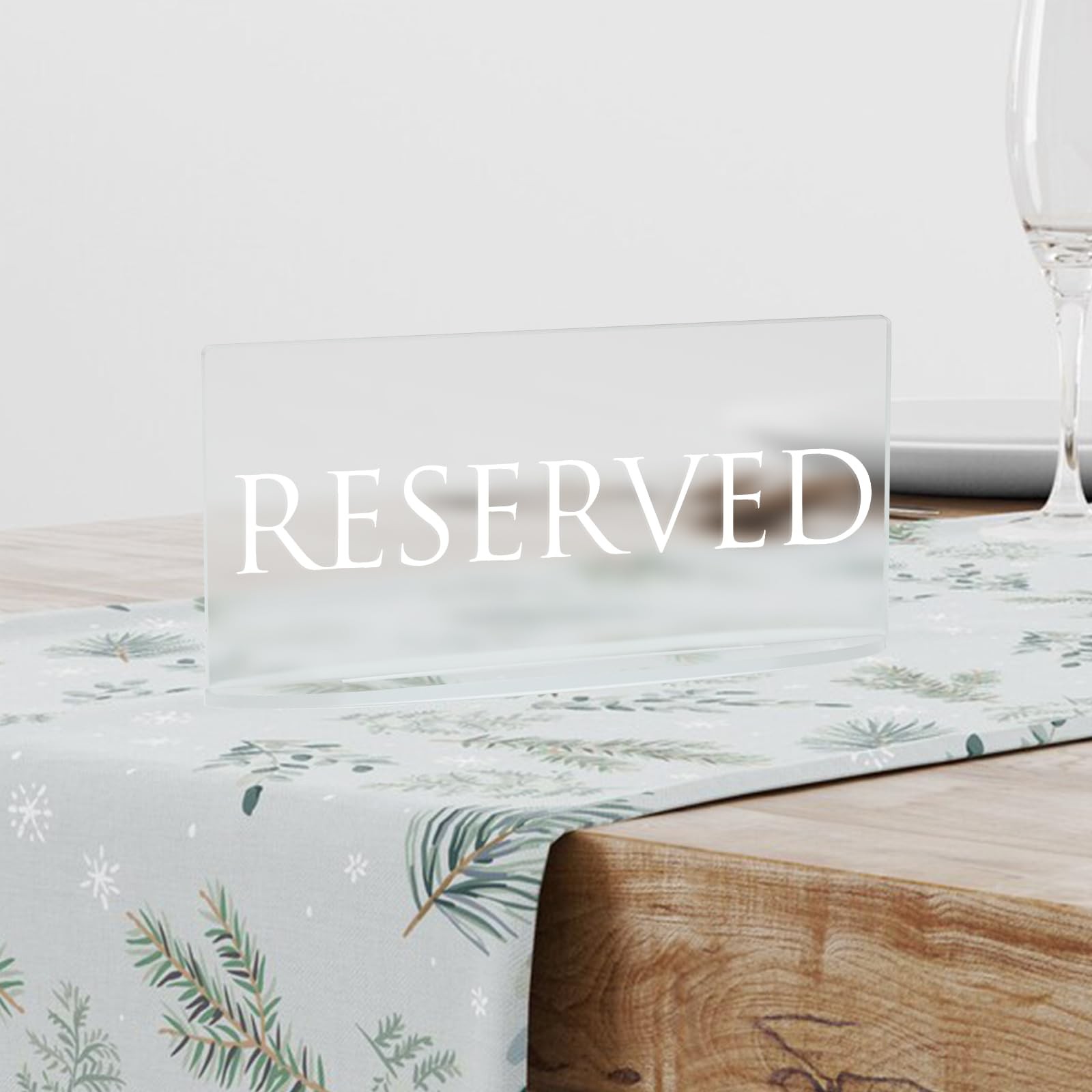 6 PCS Frosted Acrylic Reserved Table Signs Oval Stand 6×2.8 Inch Reception
