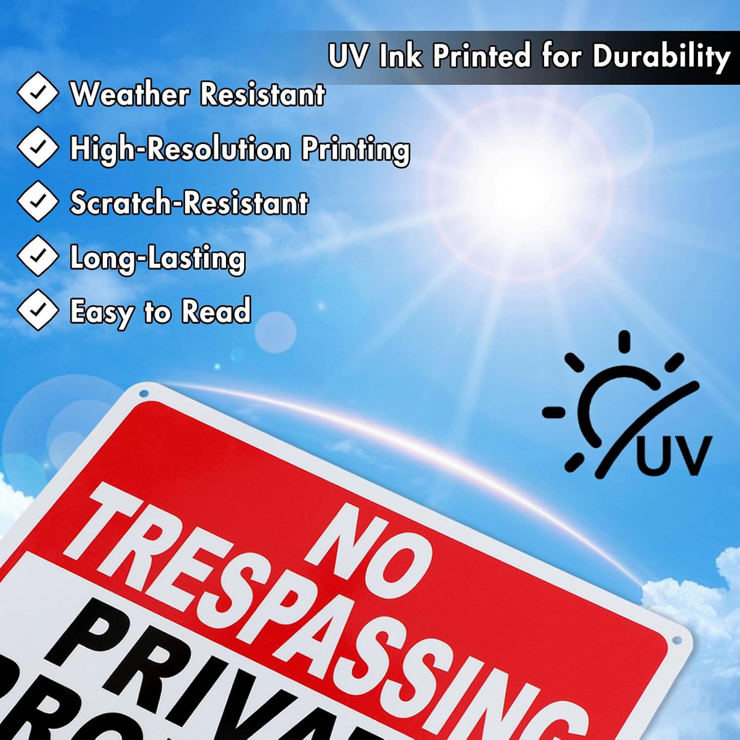 2 Pack No Trespassing Signs Private Property – 10×7 Inch 40 Mil Rust Free Alumin