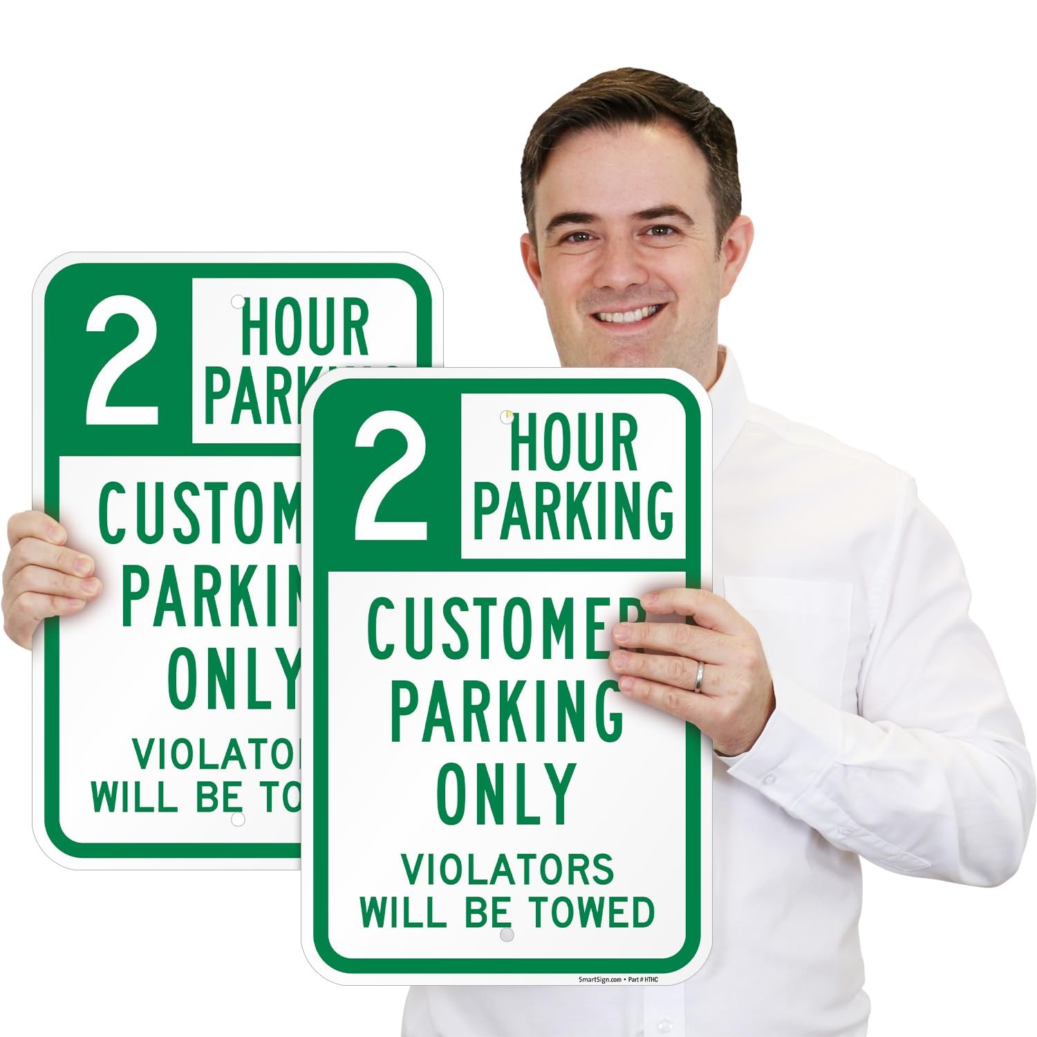 2 Hour Parking Customer Parking Only Violators Towed Sign (2-Pack), 12 x 18 i…