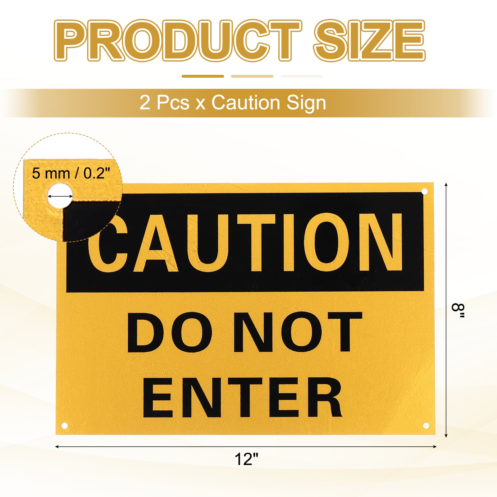 2 Pcs Caution Do Not Enter Sign, 12 x 8 Inch & Aluminum